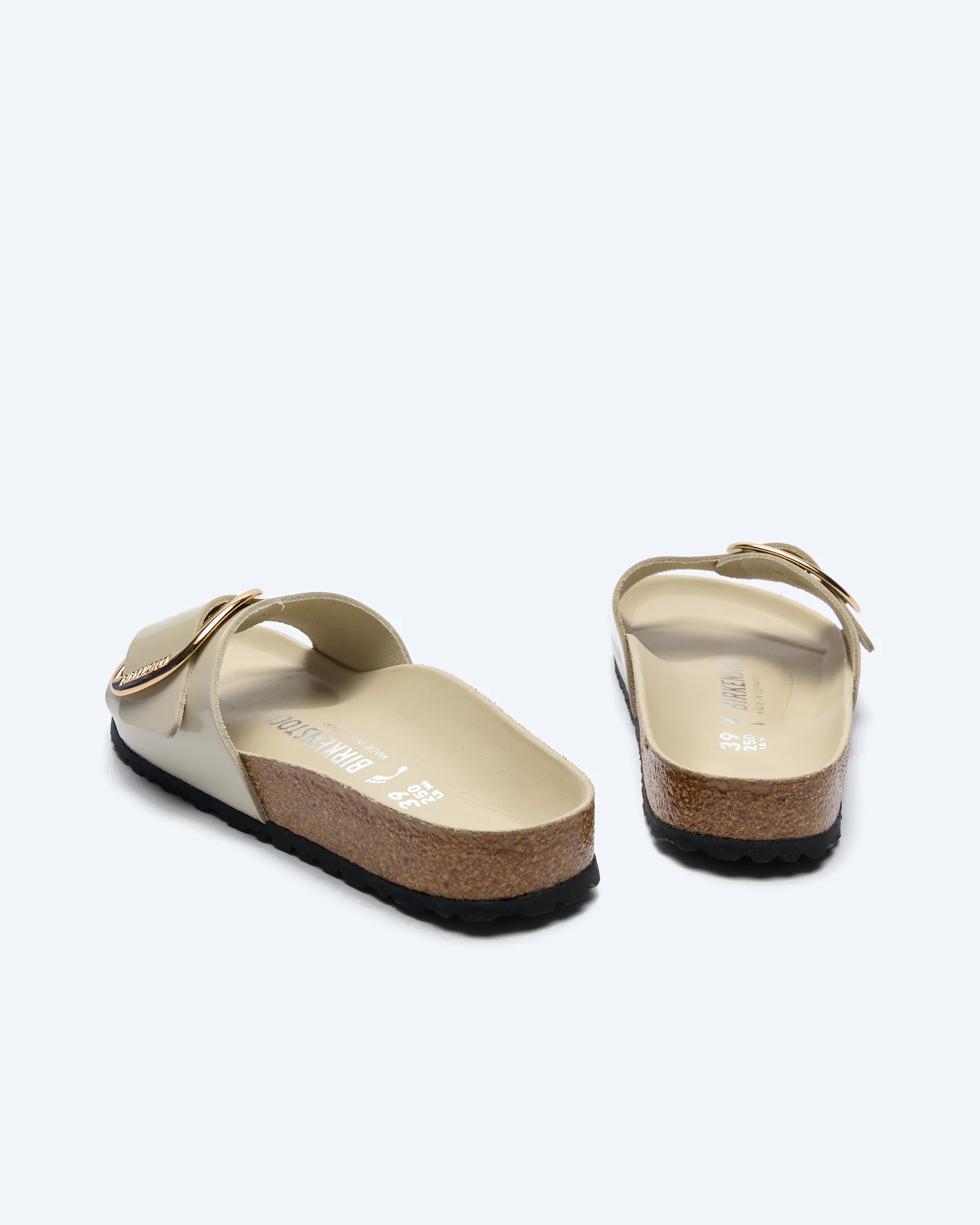 Birkenstock Madrid Big Buckle Natural Leather (Narrow Fit) Sandals High Shine Oyster