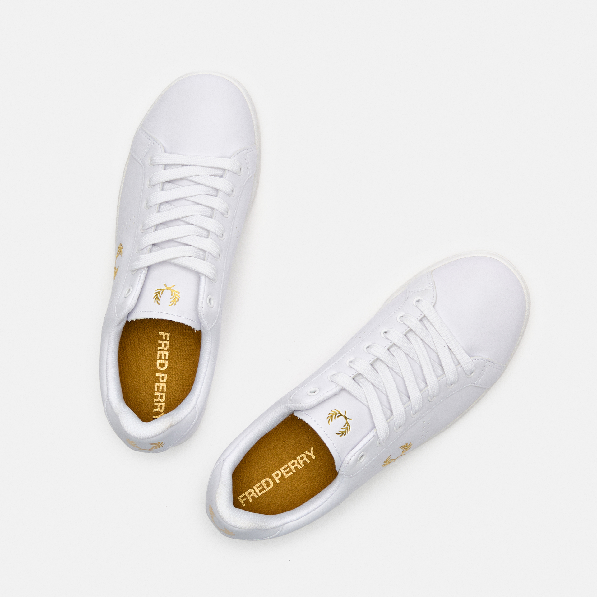 Fred Perry B721 Leather Sneakers White/Metallic Gold