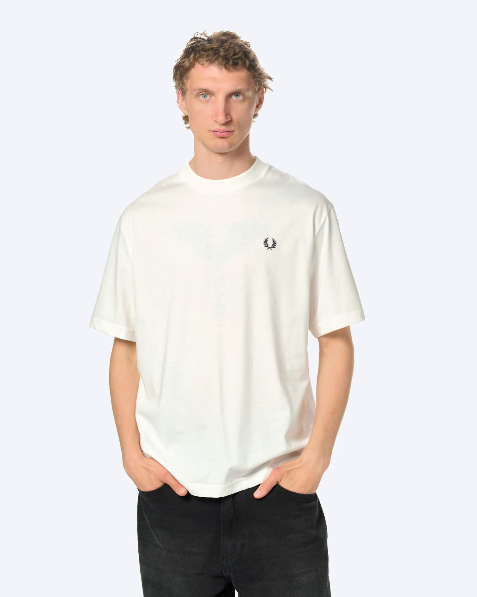 Fred Perry Backprint Fred Perry Text T-Shirt Snow White