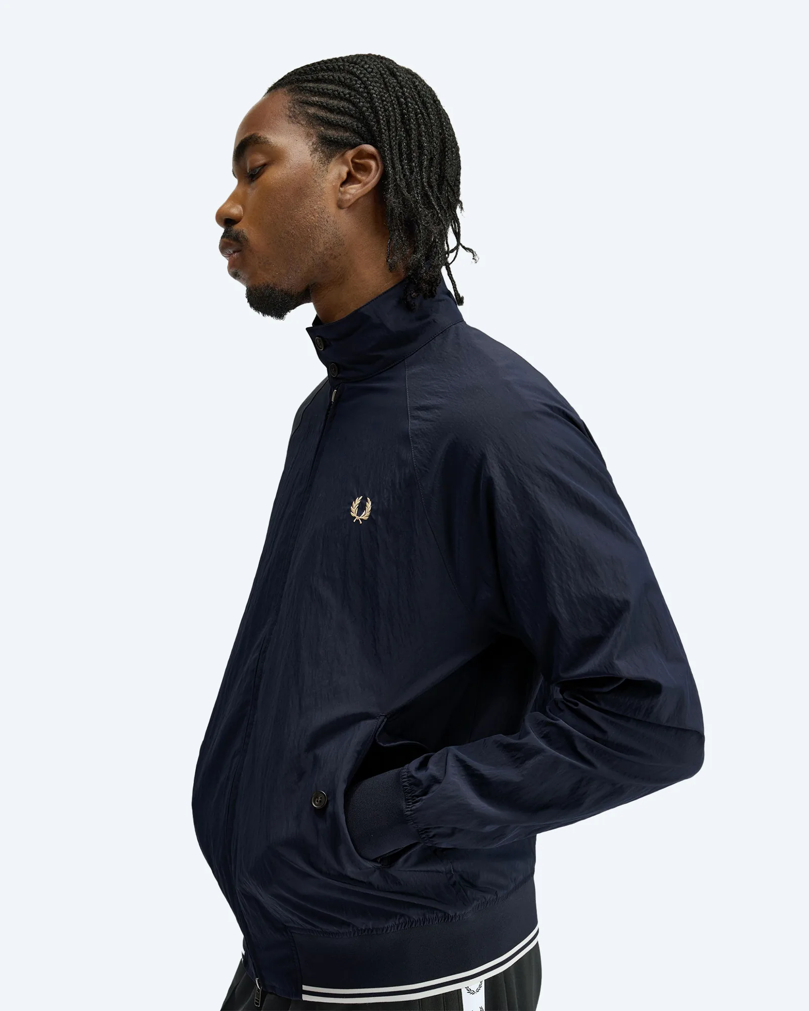 Fred Perry Crinkle Harrington Jacket Navy