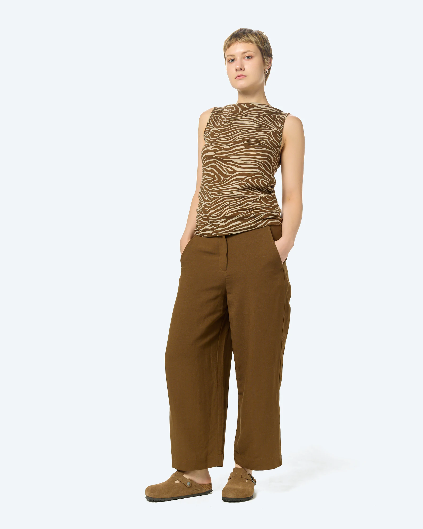ZEBRA PRINT BOAT NECK TOP Sandstone