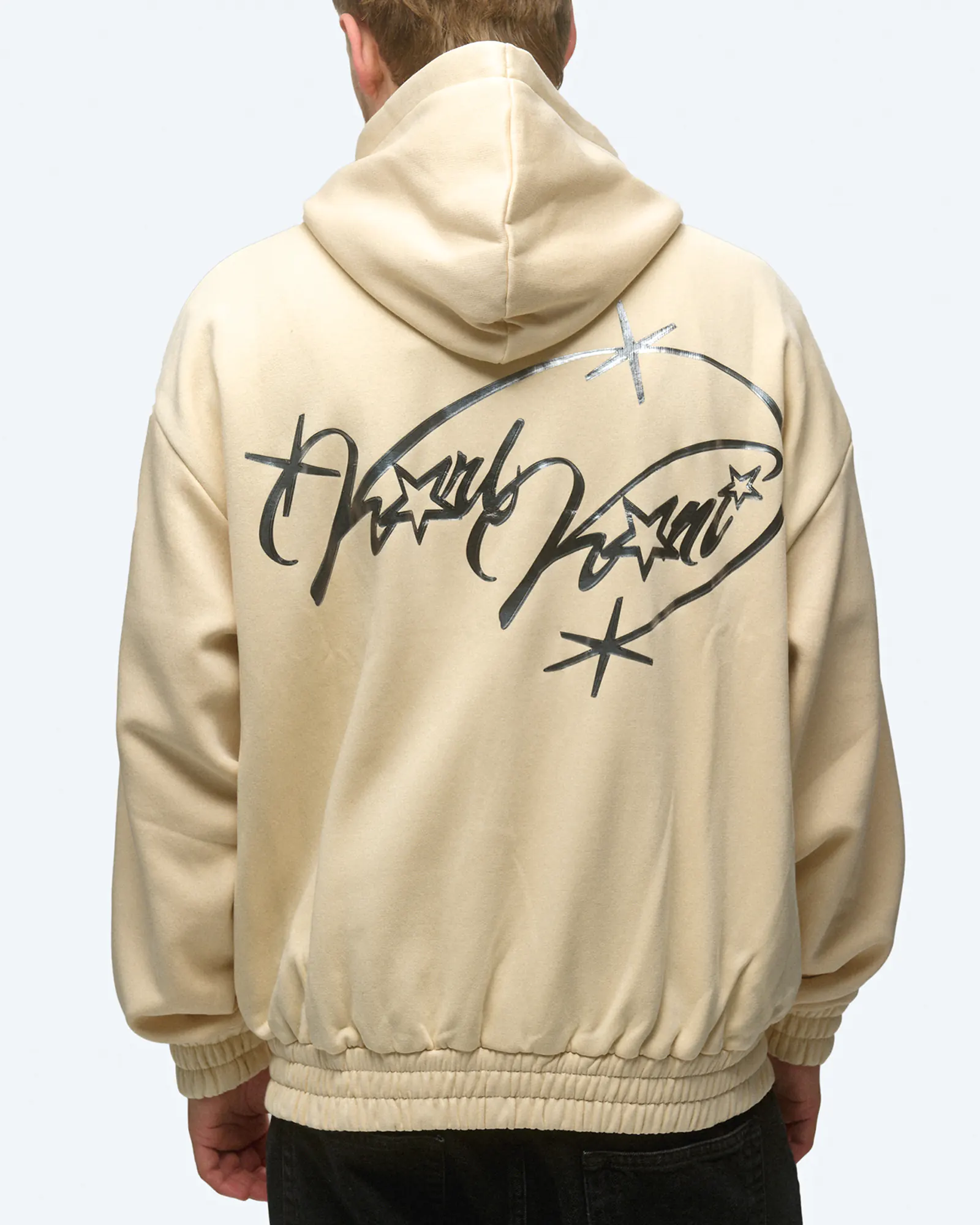 Karl Kani Authentic Star Logo Oversized Full Zip Hoodie Light Sand Karl Kani Authentic Star Logo Oversized Full Zip Hoodie Light Sand