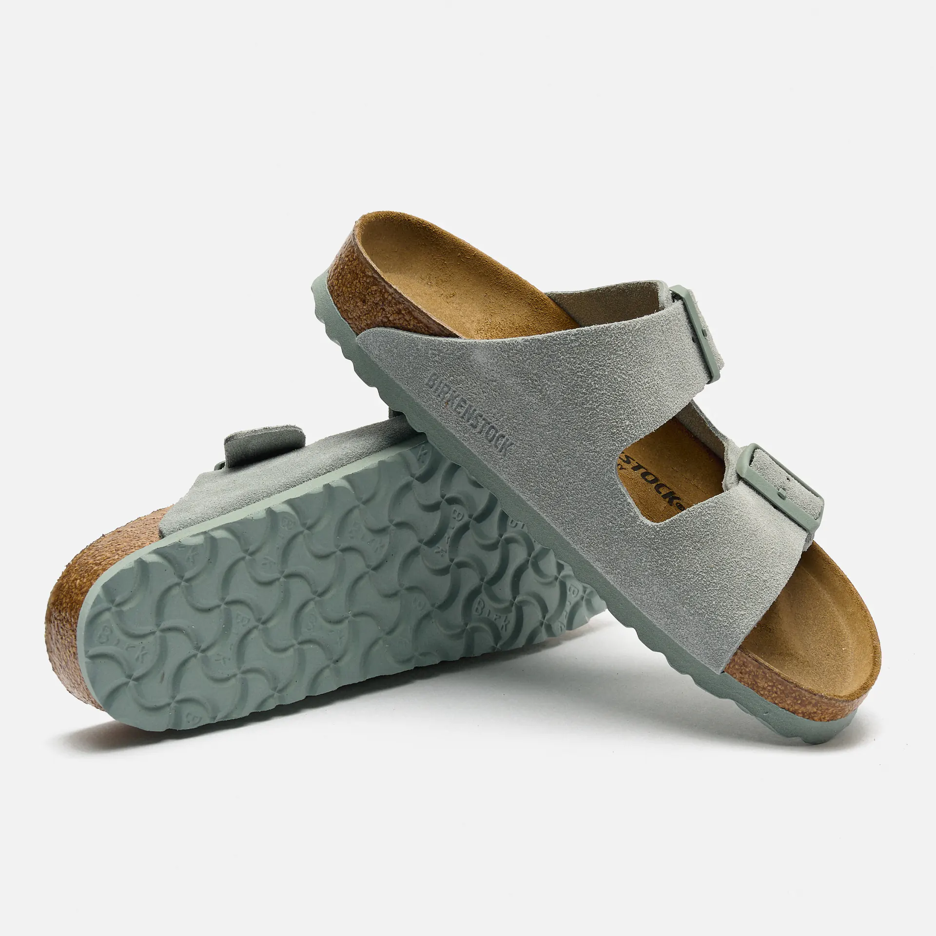 Birkenstock Arizona Suede Leather Narrow Sandals Pure Sage