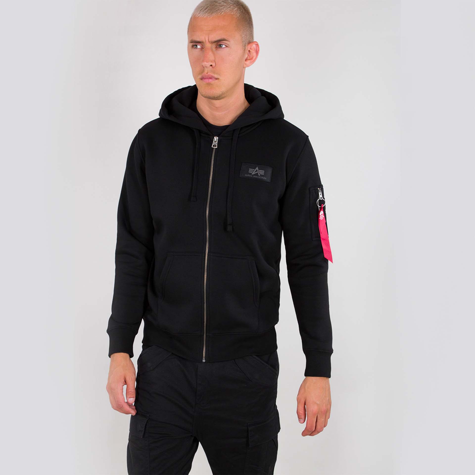 Alpha Industries Back Print Zip Hoody Black Alpha Industries Back Print Zip Hoody Black
