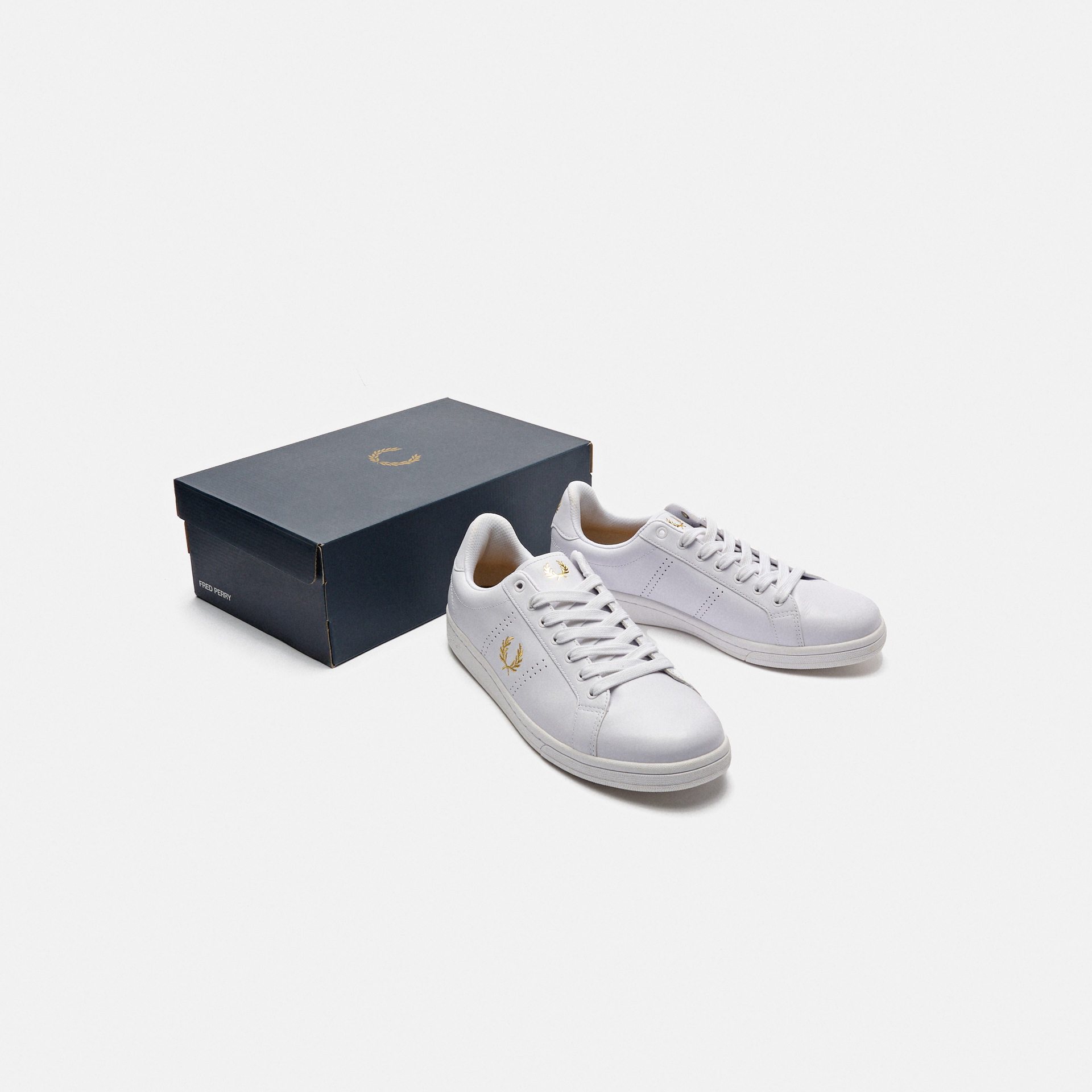 Fred Perry B721 Leather Sneakers White/Metallic Gold