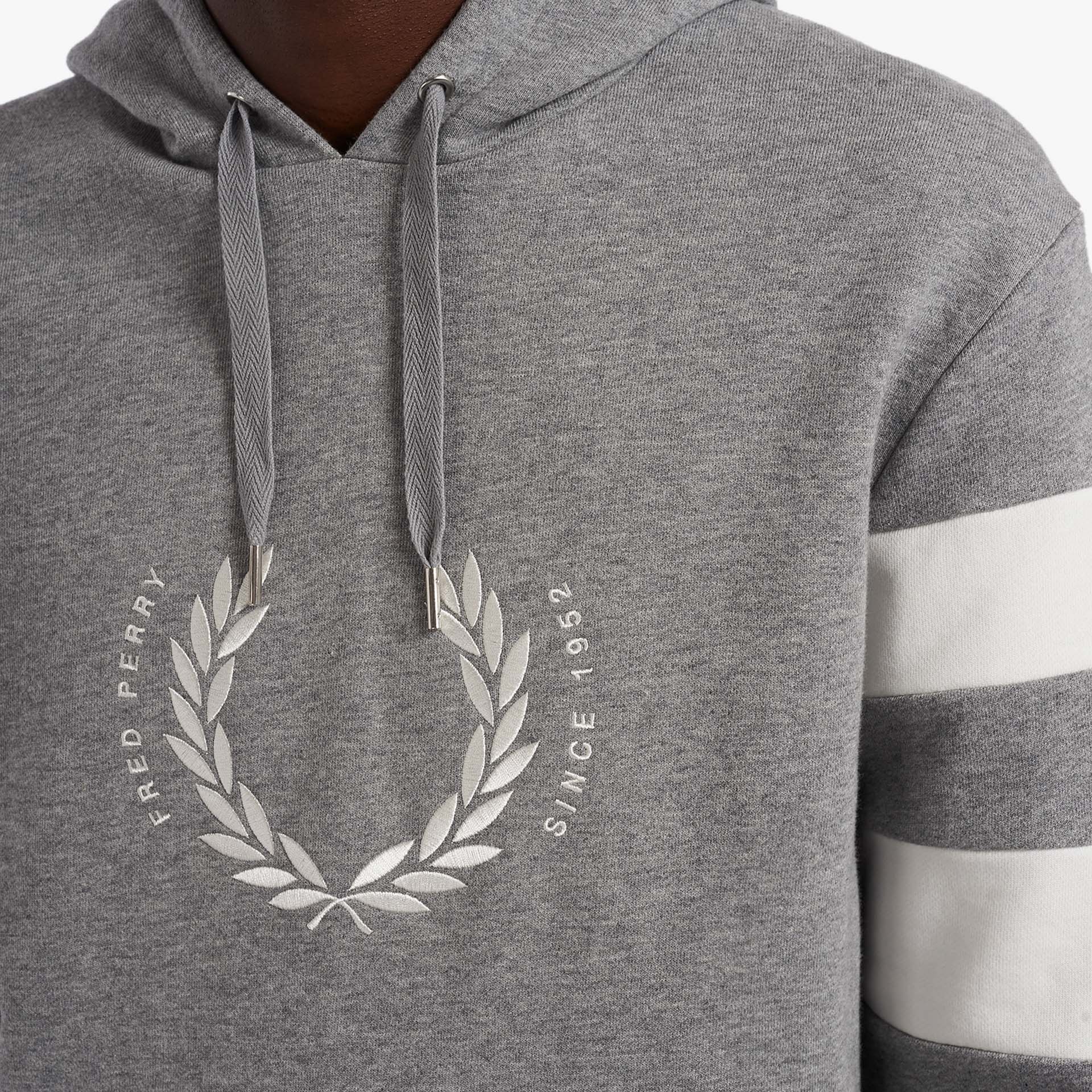 Fred Perry Bold Tipped Hooded Sweatshirt Steel Marl