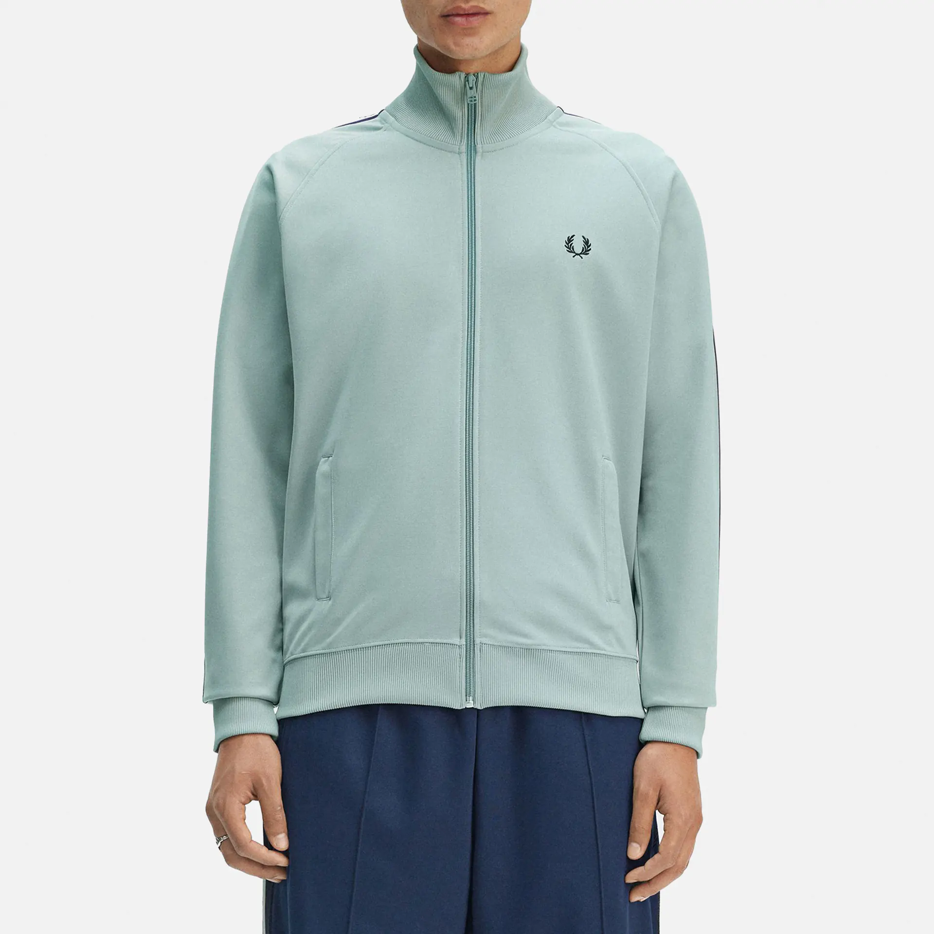 Fred Perry Taped Track Jacket Silver Blue Fred Perry Taped Track Jacket Silver Blue