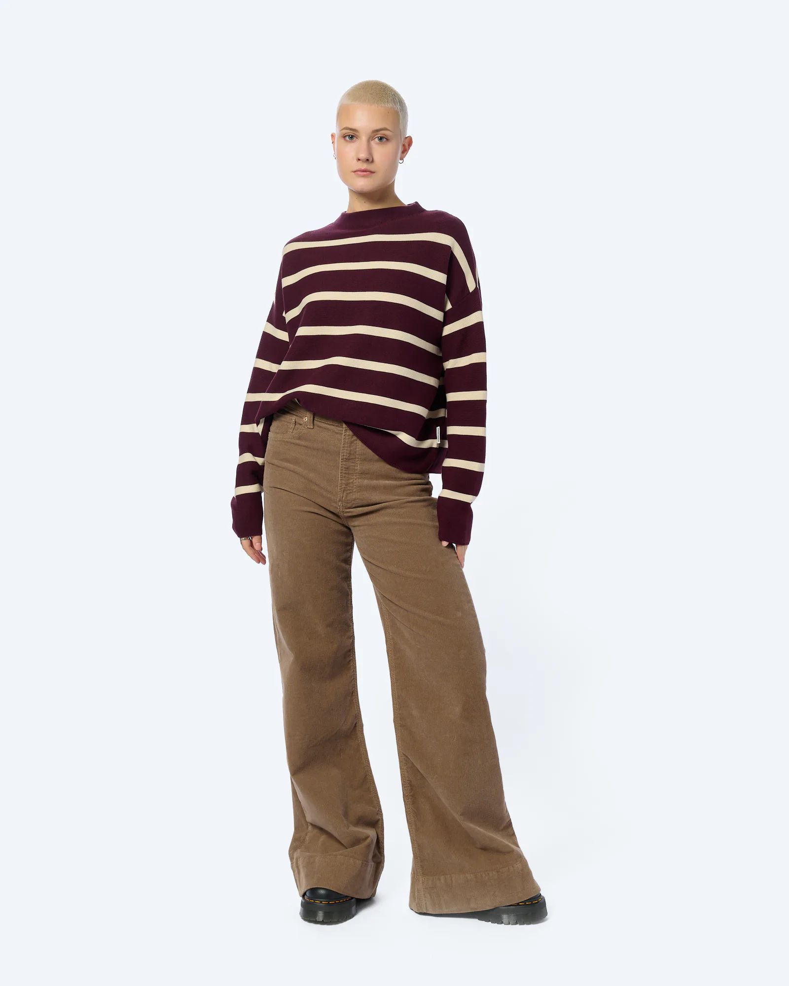 ARMEDANGELS MERINAA STRIPES Pullover Dark Cranberry/Oatmilk
