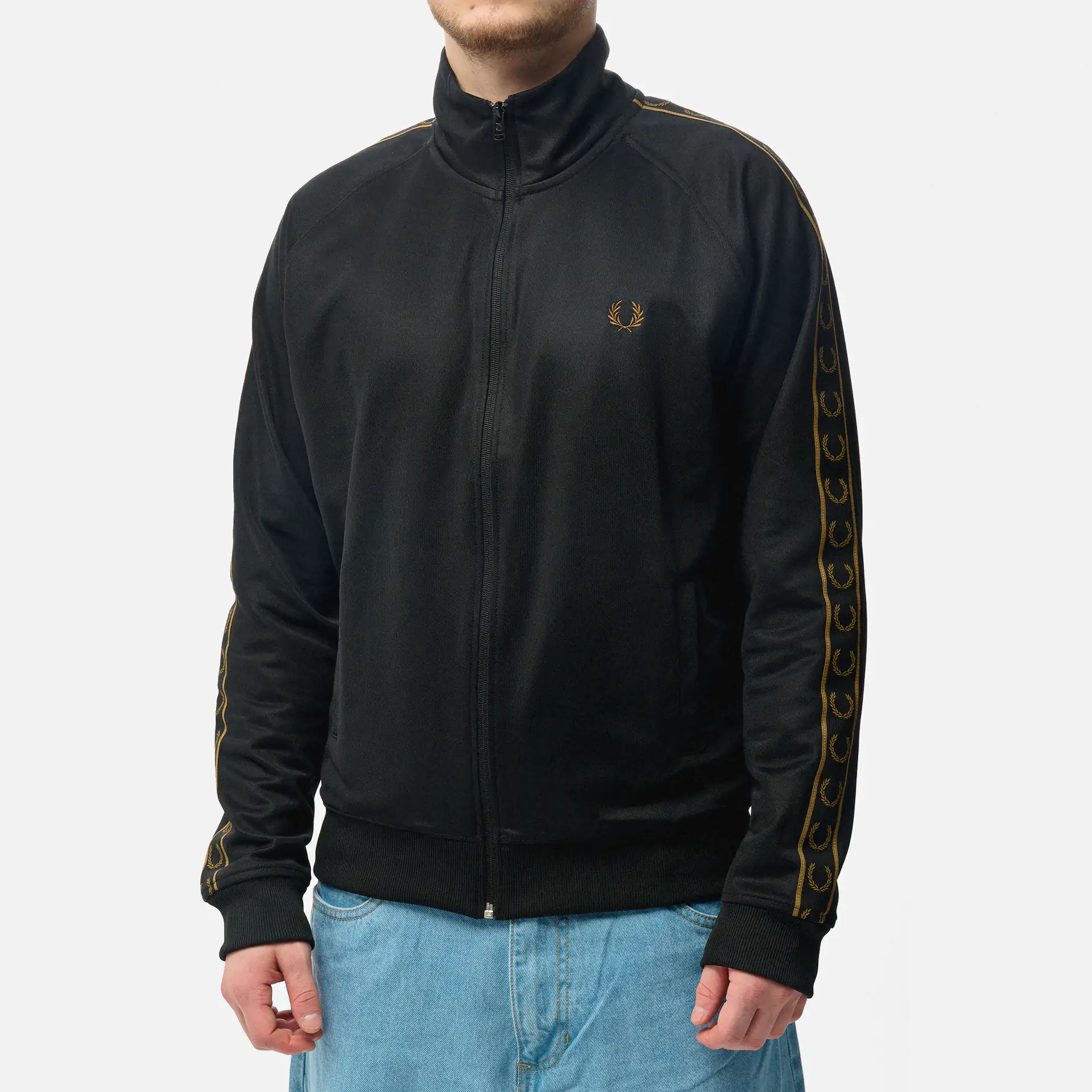 Fred Perry Contrast Tape Track Jacket Black/Warmstone