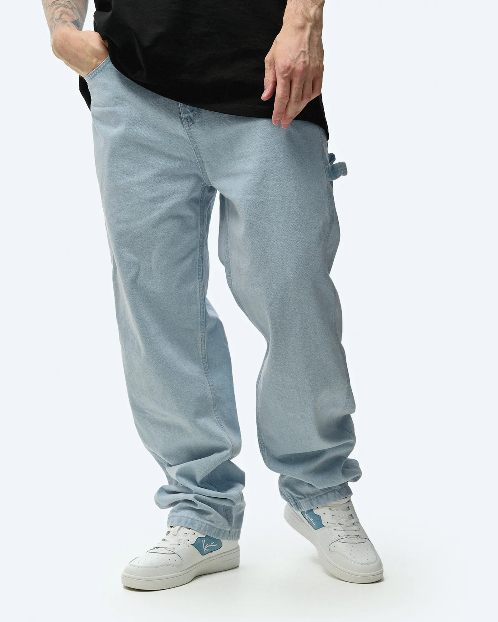 Karl Kani Small Signature Baggy Five Pocket Denim Bleached Blue Karl Kani Small Signature Baggy Five Pocket Denim Bleached Blue