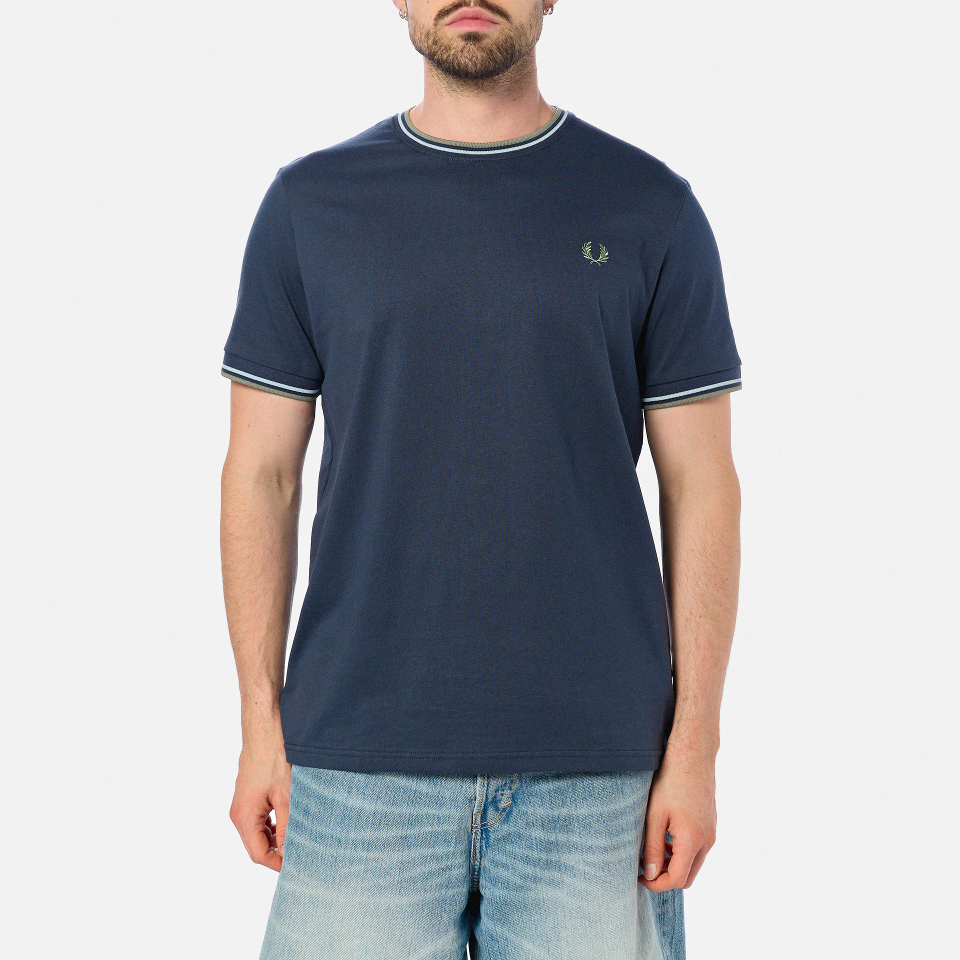 Fred Perry Twin Tipped T-Shirt Dark Airforce/Light Ice/Bayleaf