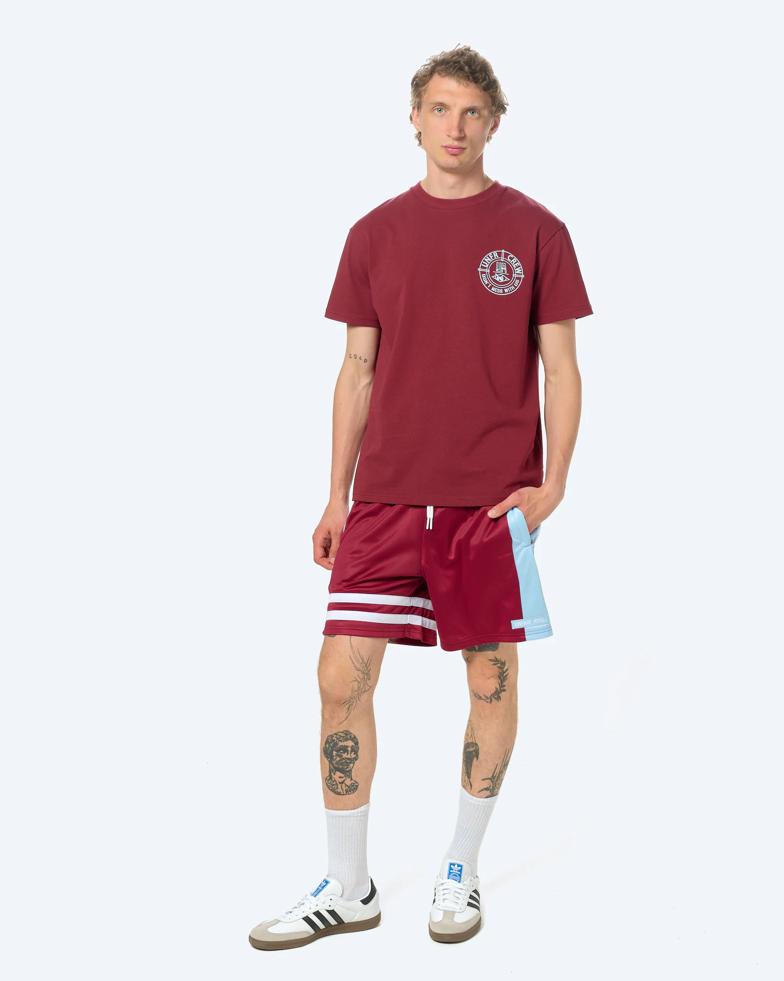 DMWU Athletic Shorts Burgundy/Skyblue