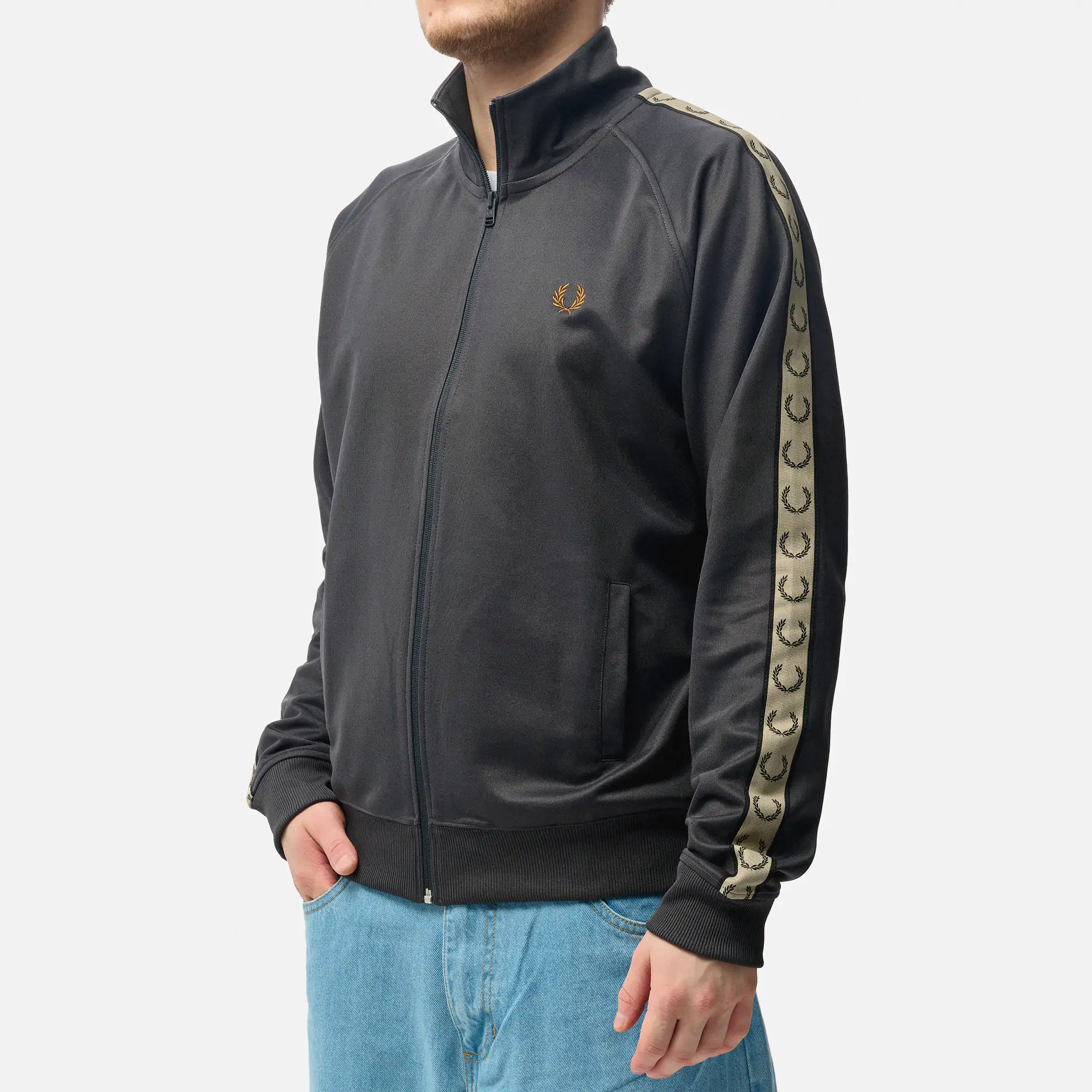 Fred Perry Contrast Tape Track Jacket Anchor Grey/Black