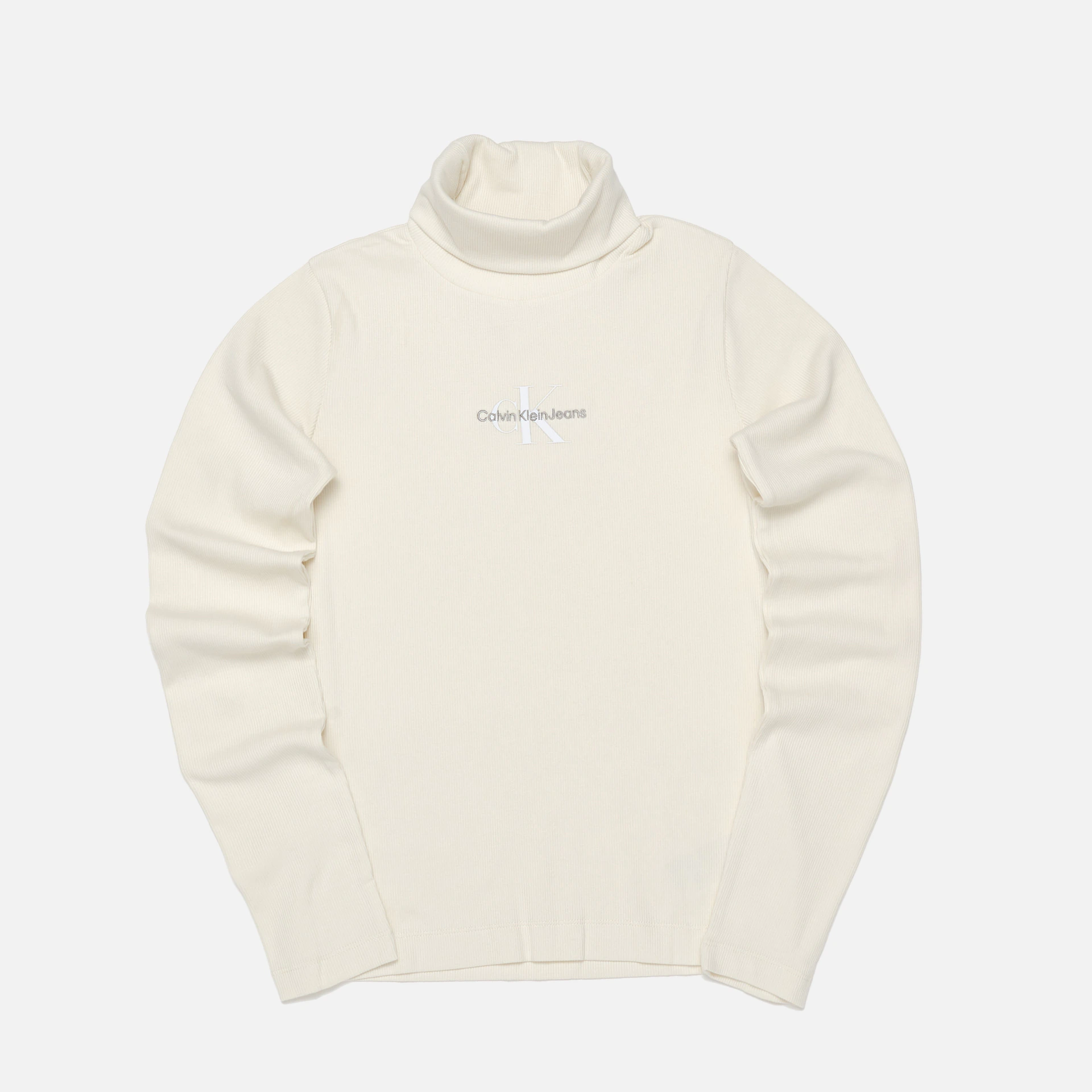 Calvin Klein Jeans Monologo Rib Roll Neck Ivory