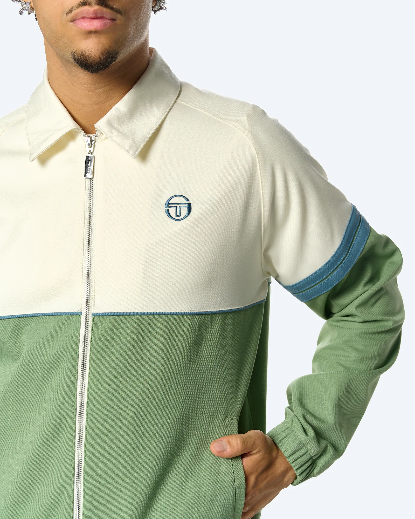 Orion Tencel Track Jacket Iceberg Green/Gardenia