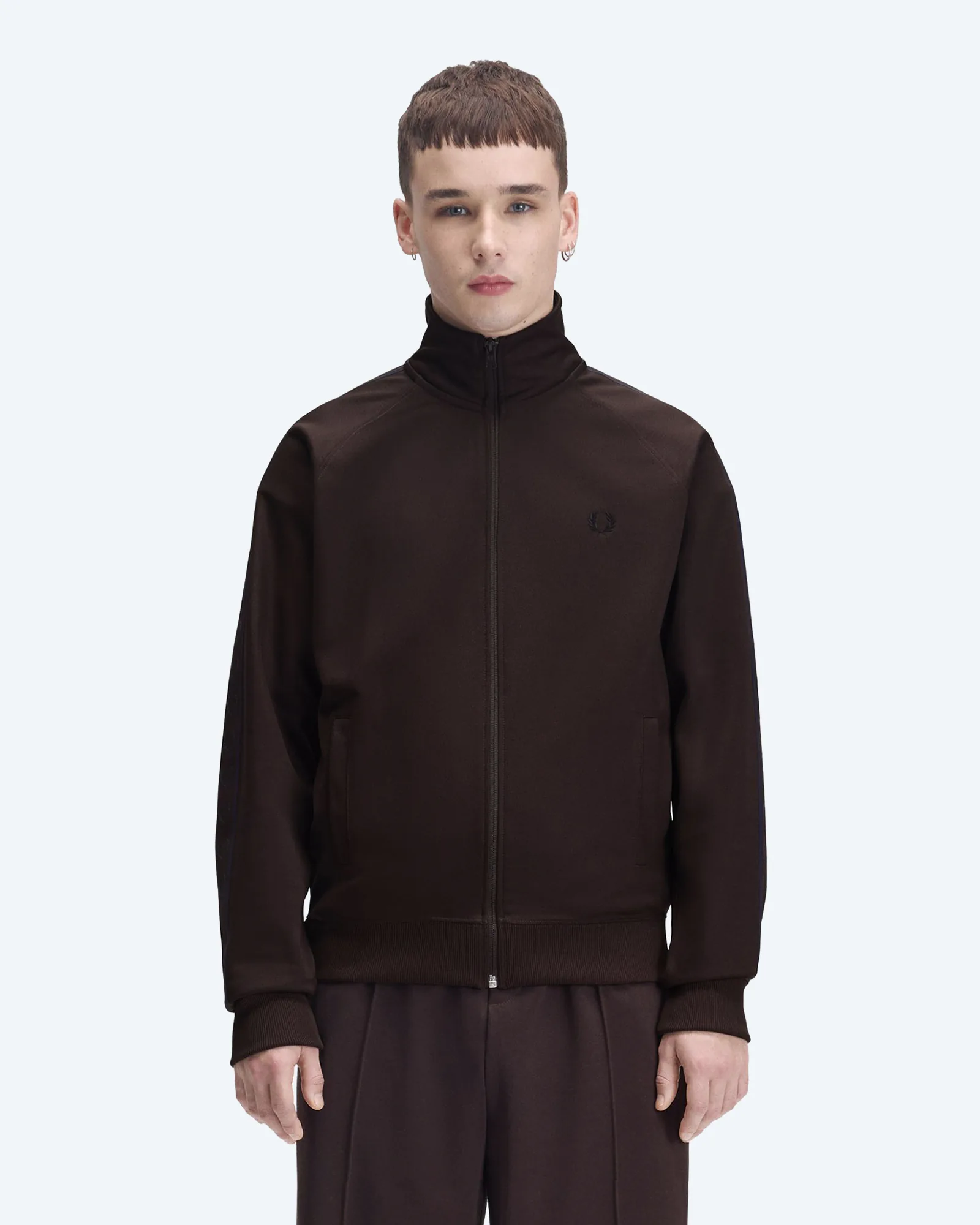 Contrast Tape Track Jacket Rich Brown