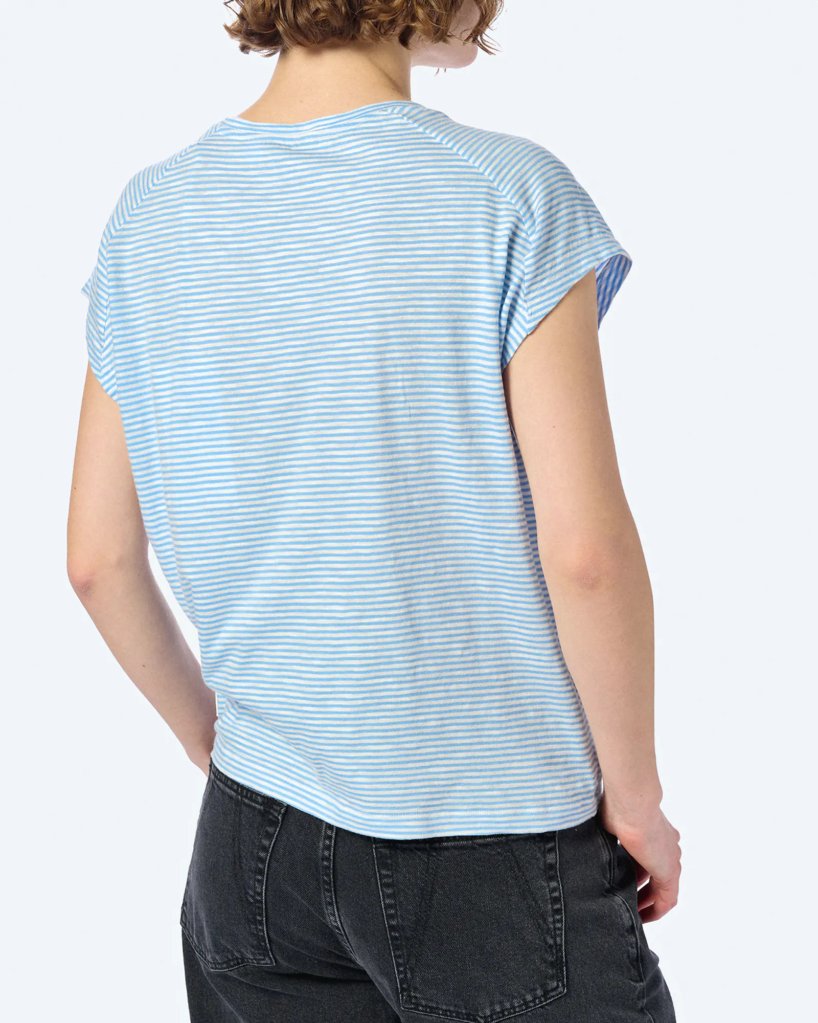ARMEDANGELS ONELIAA LOVELY STRIPES T-Shirt Oatmilk/Silky Blue ARMEDANGELS ONELIAA LOVELY STRIPES T-Shirt Oatmilk/Silky Blue