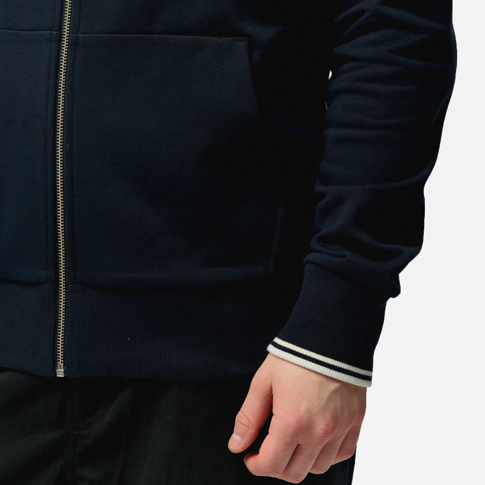 Fred Perry Hooded Zip Through Sweatshirt Navy