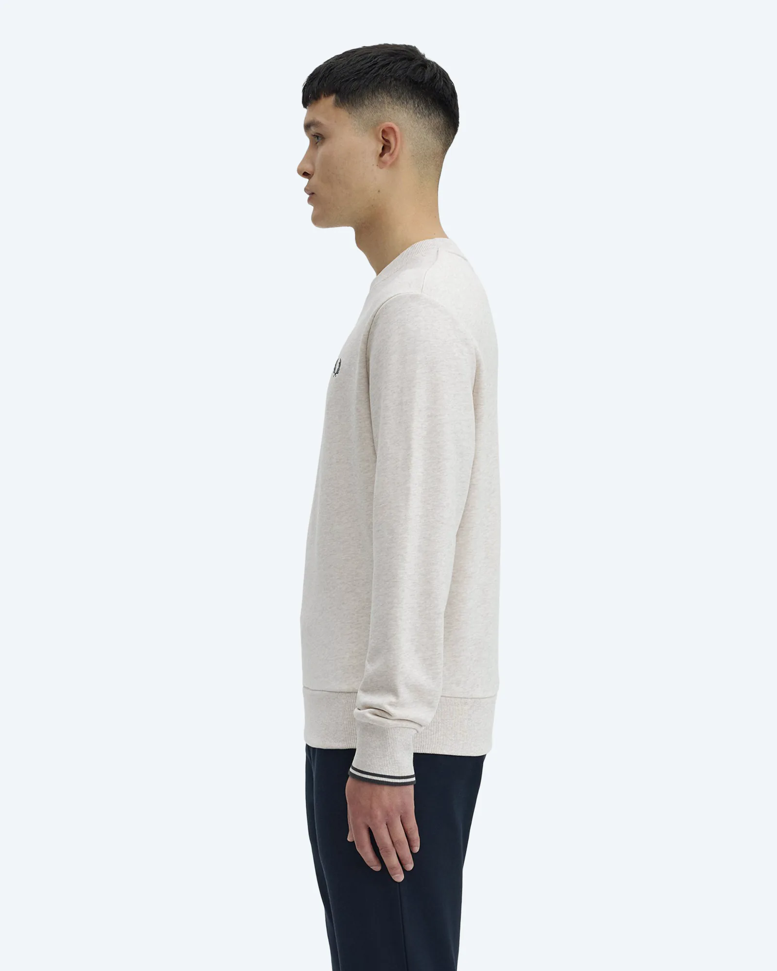 Fred Perry Crew Neck Sweatshirt Porridge Marl/Anchor Grey 