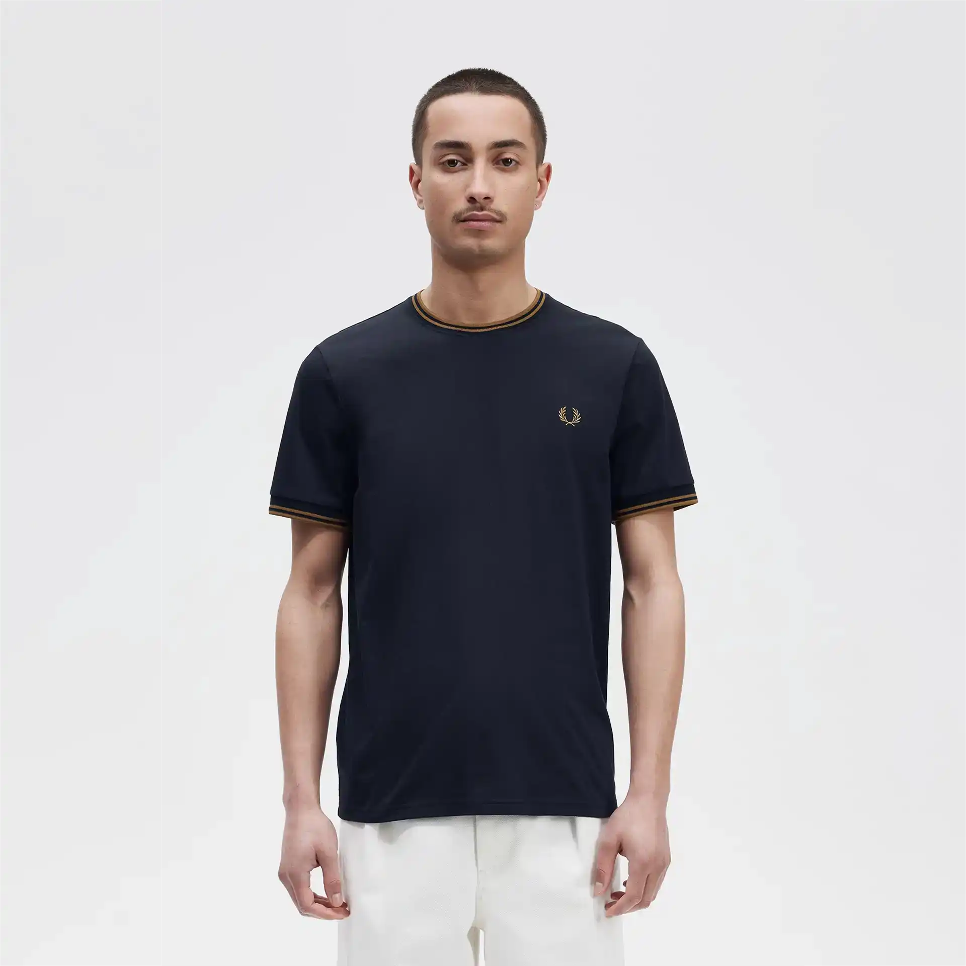 Fred Perry Twin Tipped T-Shirt Navy/Dark Caramel