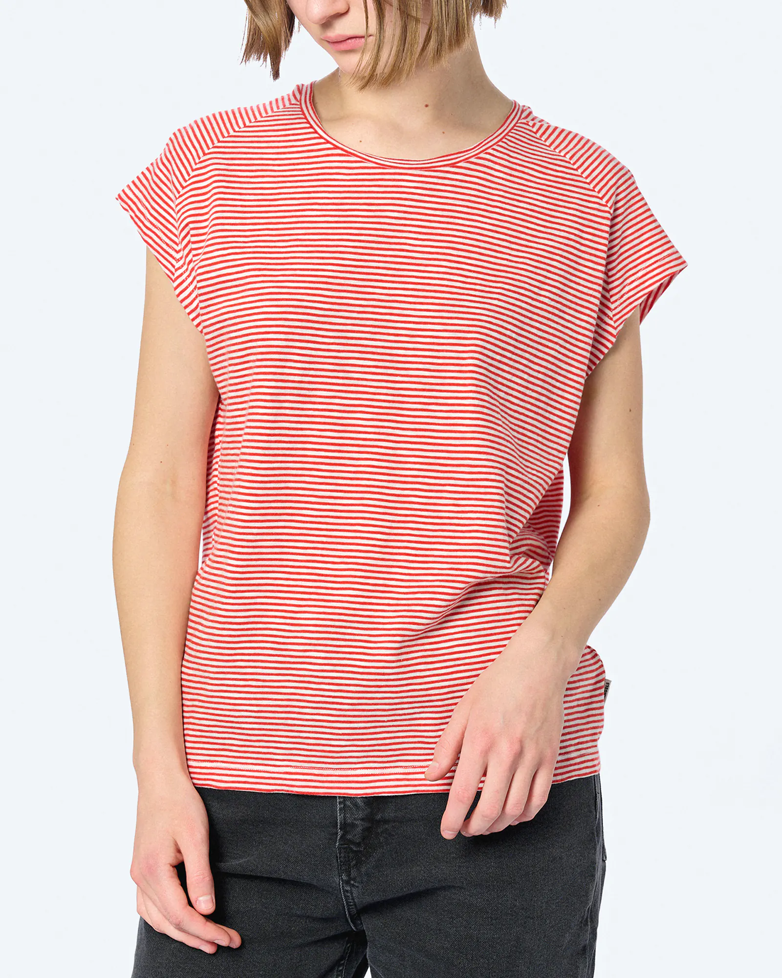 ARMEDANGELS ONELIAA LOVELY STRIPES T-Shirt Oatmilk/Coral Blush ARMEDANGELS ONELIAA LOVELY STRIPES T-Shirt Oatmilk/Coral Blush