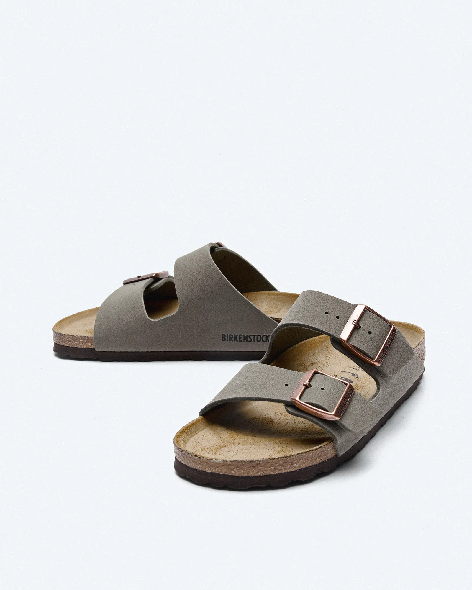 Birkenstock Arizona Birko Flor Nubuck Sandals Narrow Stone