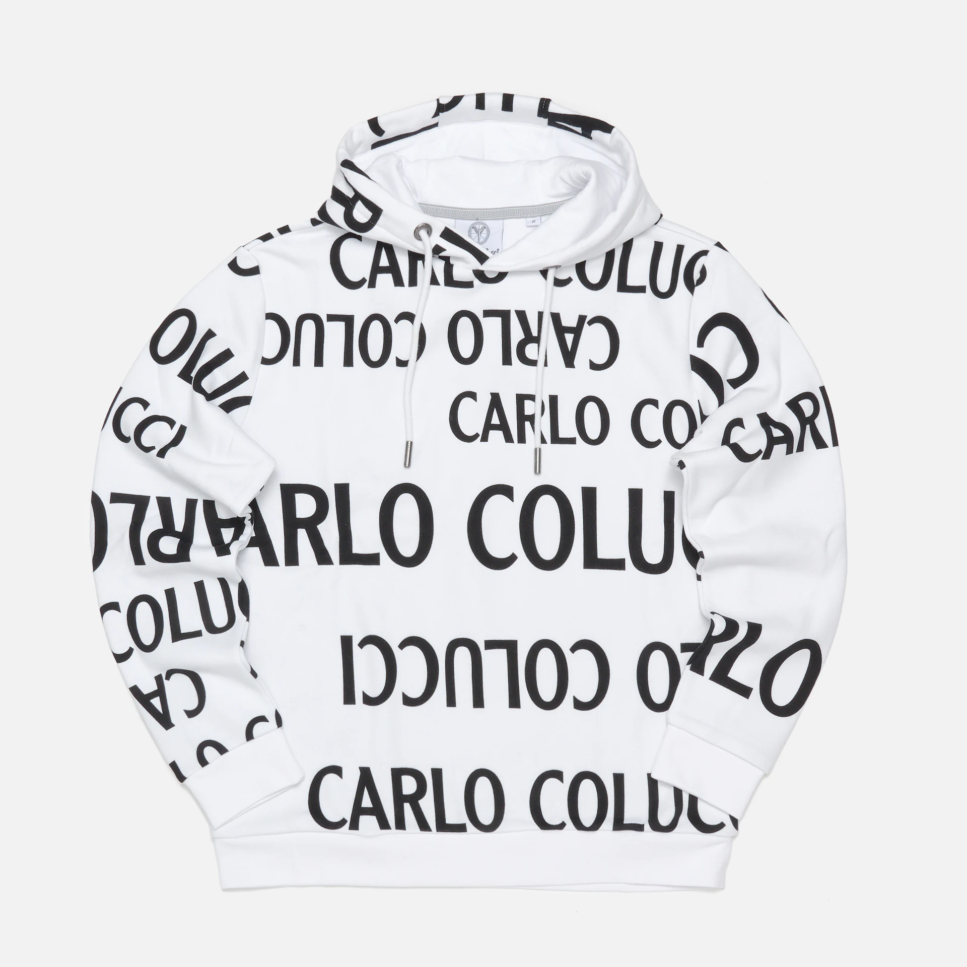 Carlo Colucci Black & White Drop Hoodie White