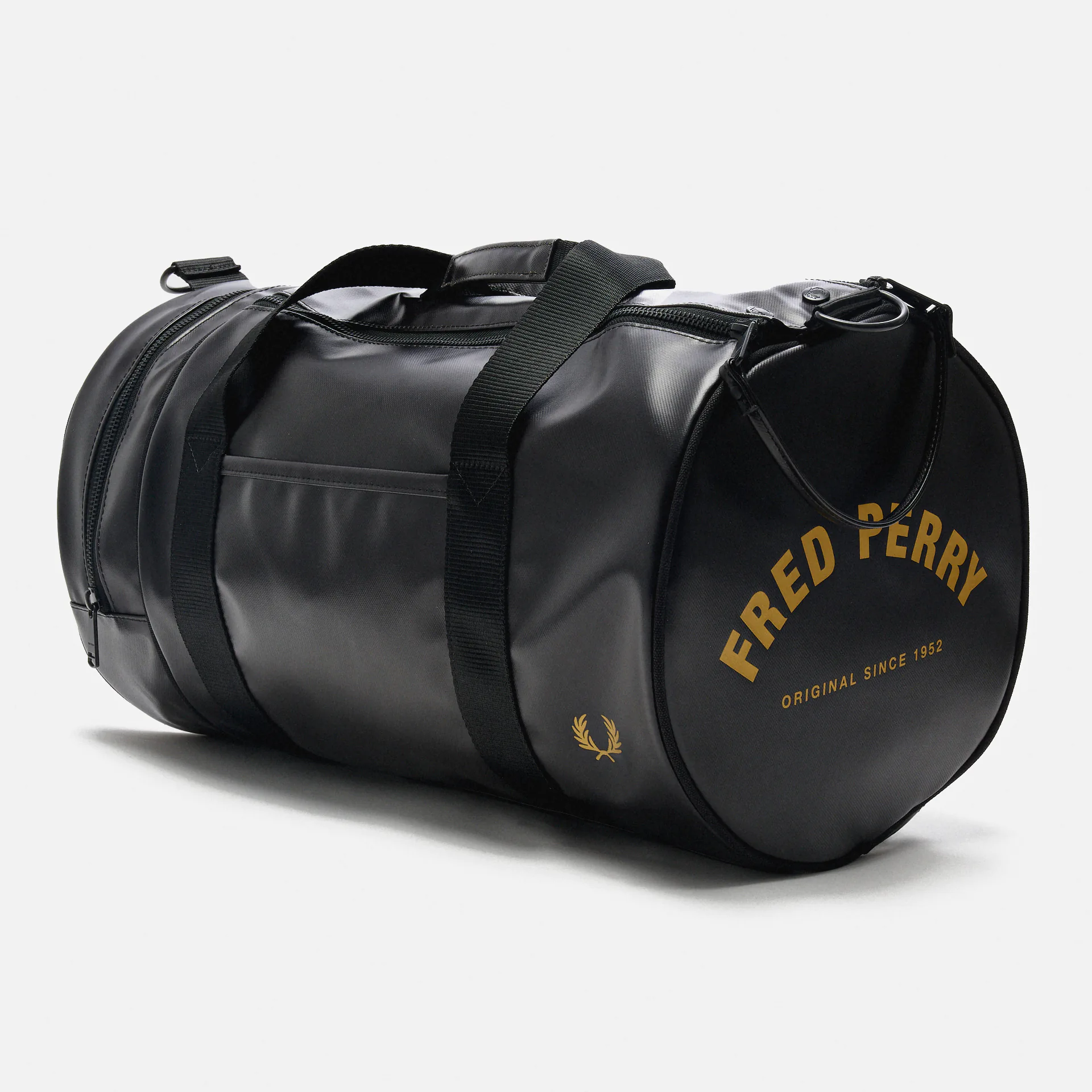 Fred Perry Tonal PU Barrel Bag Black/Gold