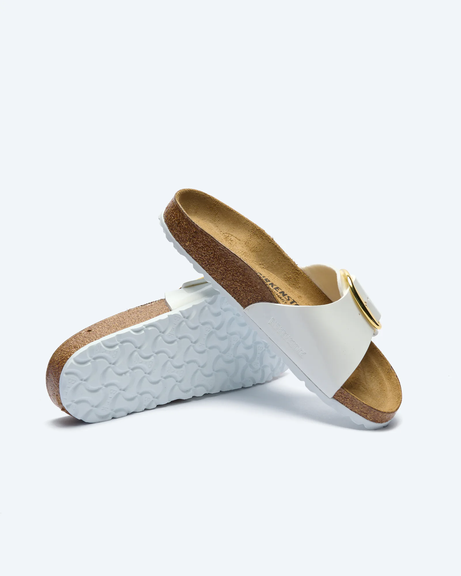 Birkenstock Madrid Big Buckle Birko-Flor Sandals Patent White