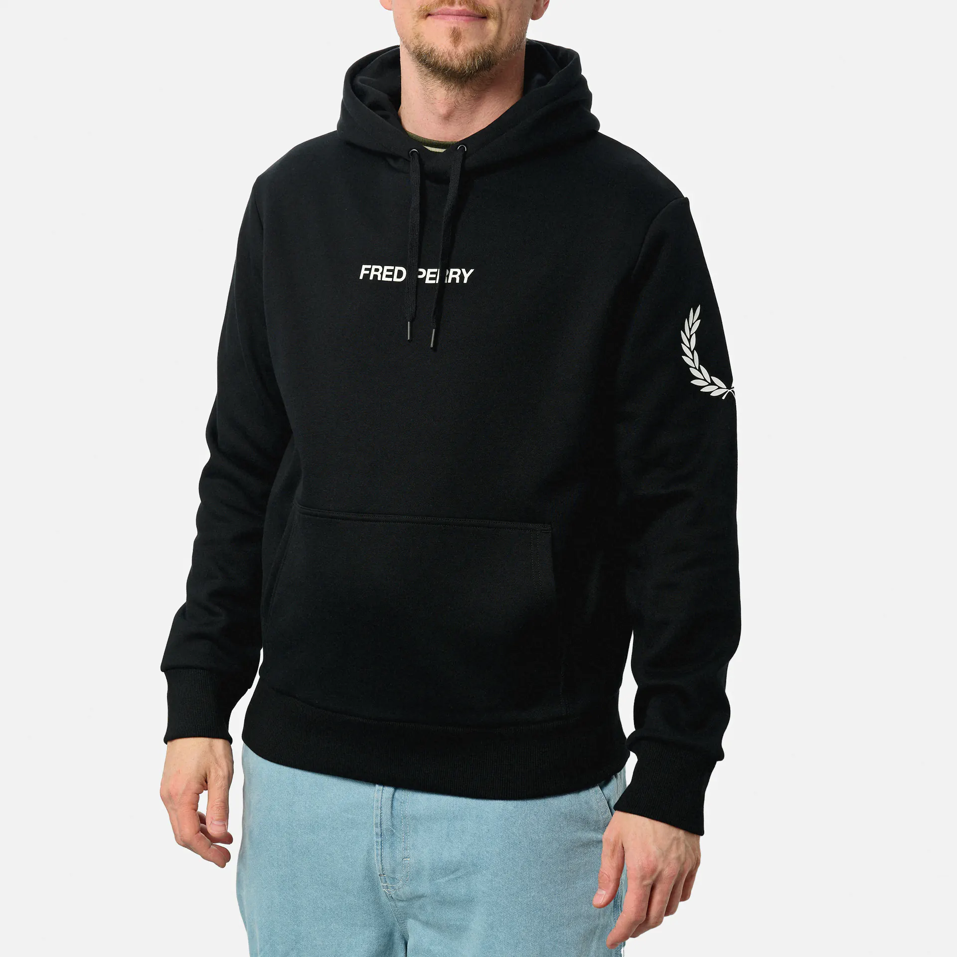 Fred Perry Double Branded Hooded Sweatshirt Black Fred Perry Double Branded Hooded Sweatshirt Black