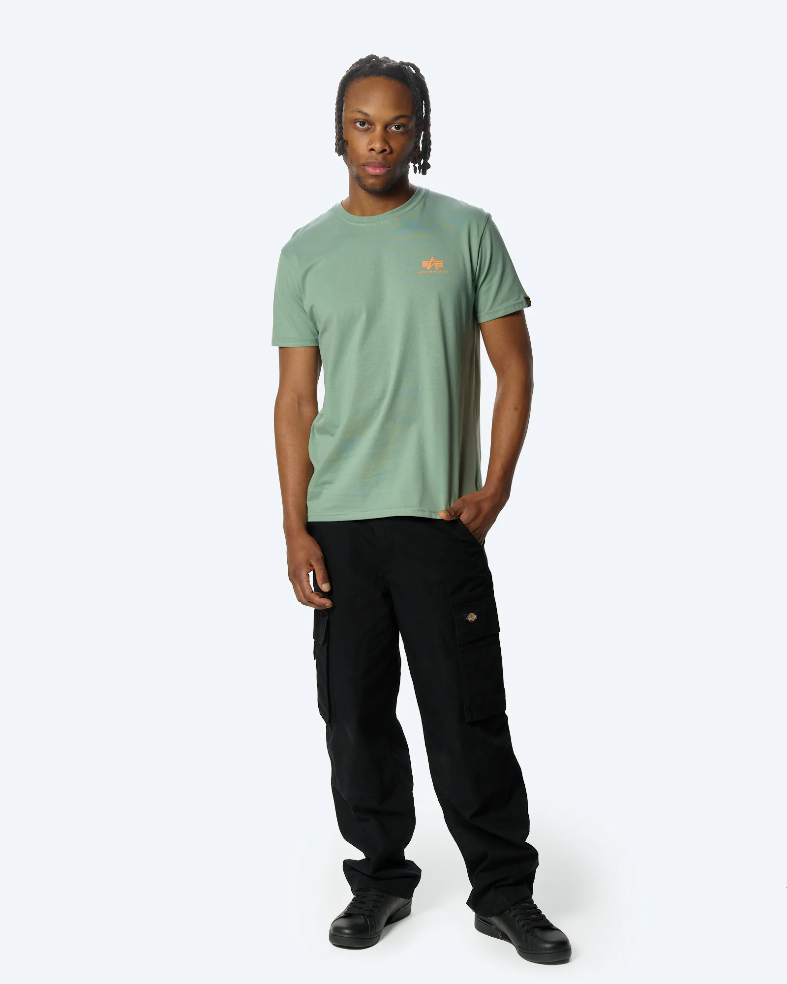 Alpha Industries Basic T-Shirt Small Logo Frosted Green Kopie