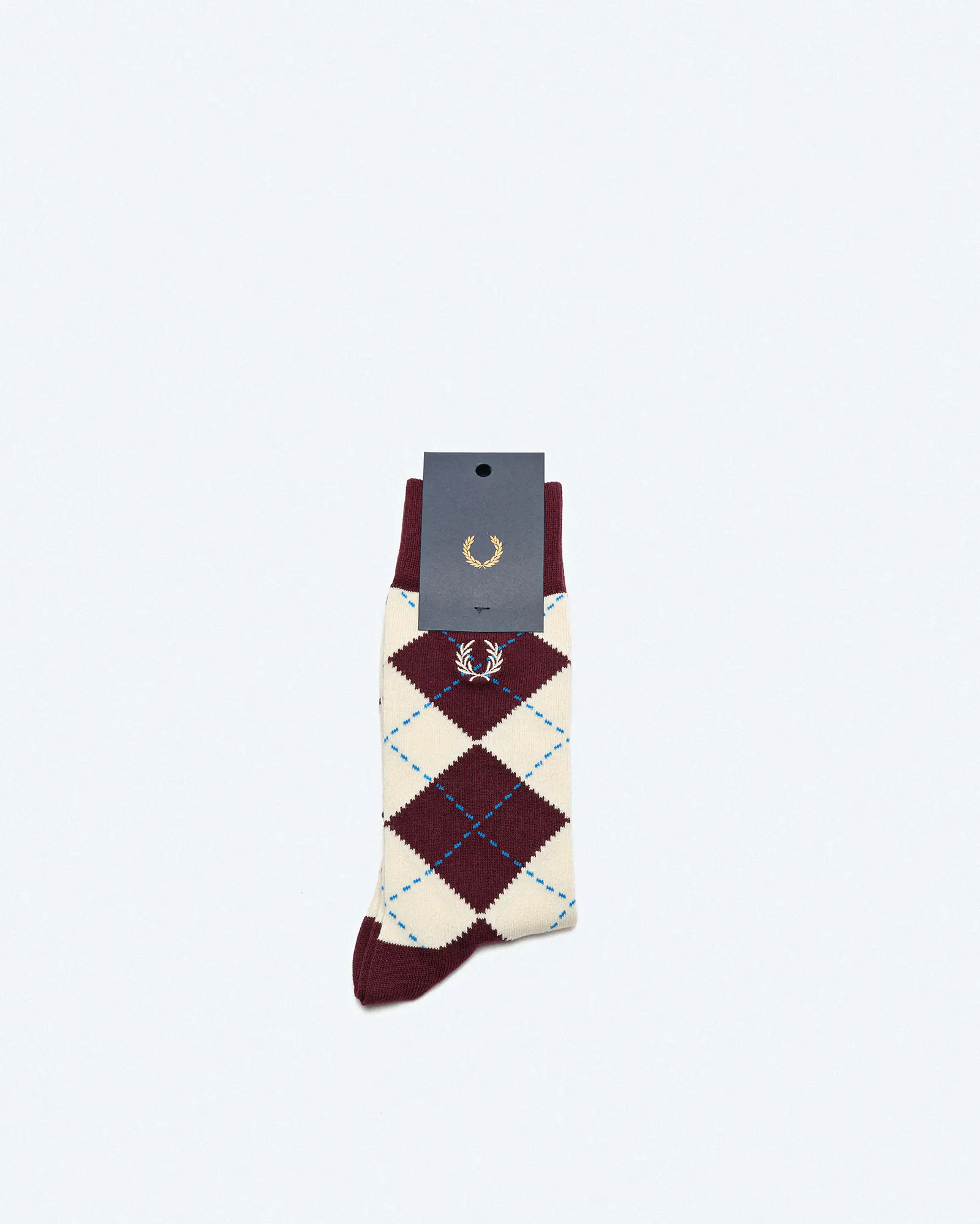 Fred Perry Jacquard Argyle Sock Oxblood/Ecru/Court Blue