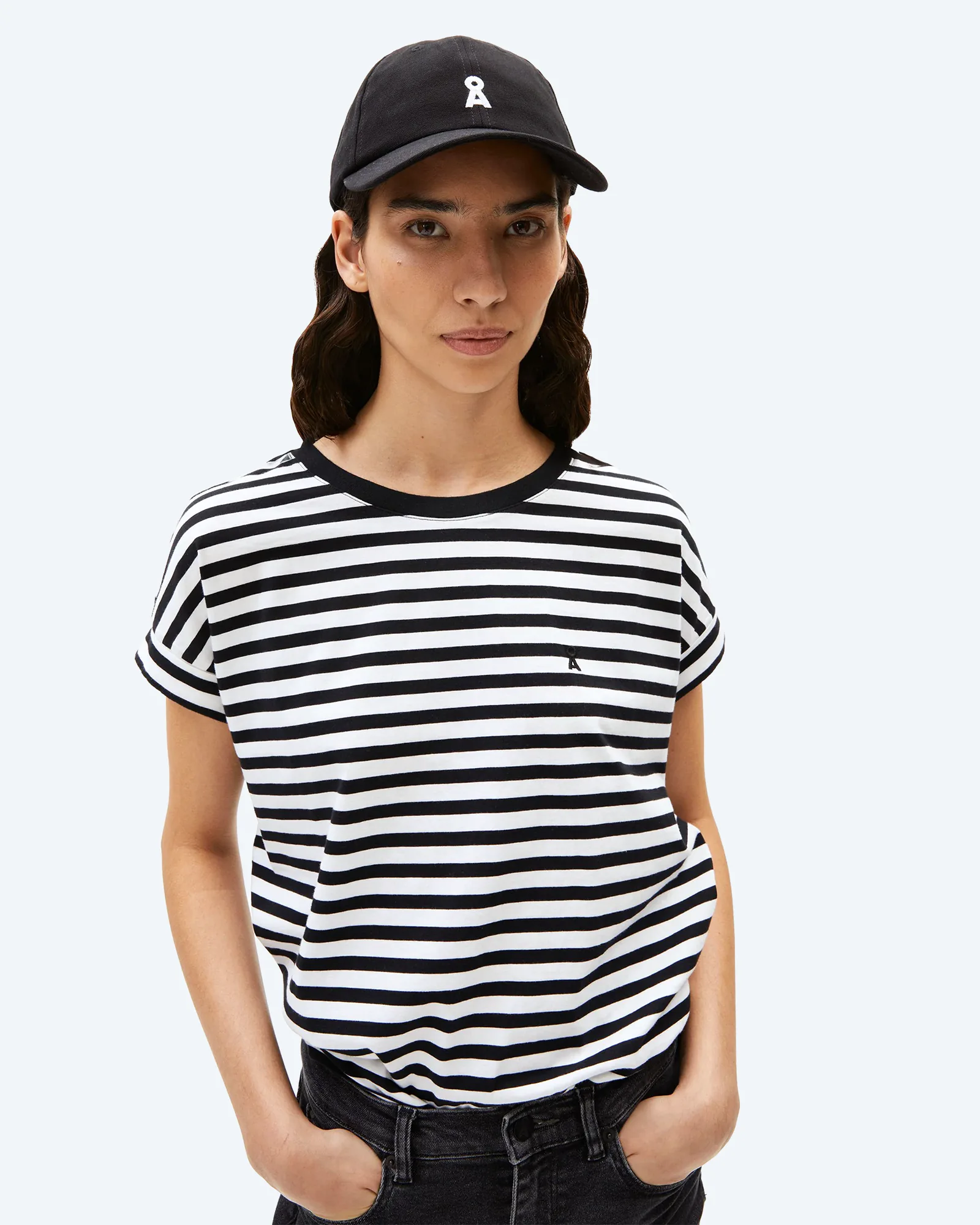 ARMEDANGELS IDAARA STRIPES T-Shirt White/Black