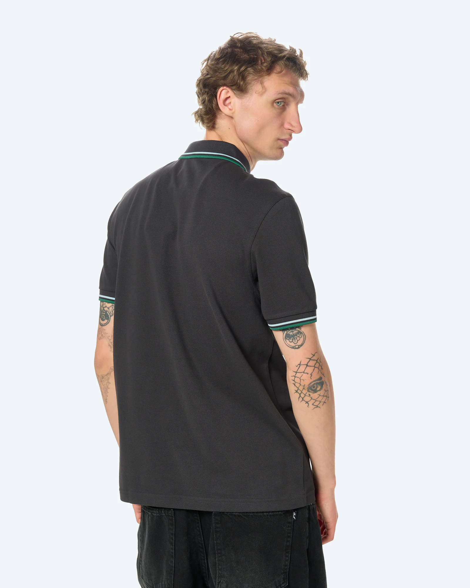 Fred Perry Twin Tipped Polo Shirt Anchor Grey/Light Ice/Sport Green
