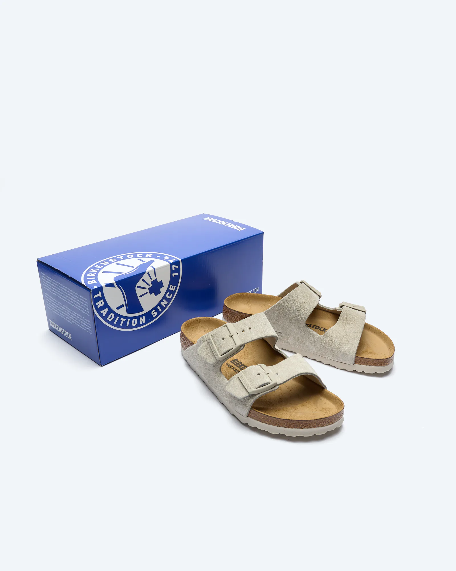 Birkenstock Women Arizona Suede Leather Sandals Oyster