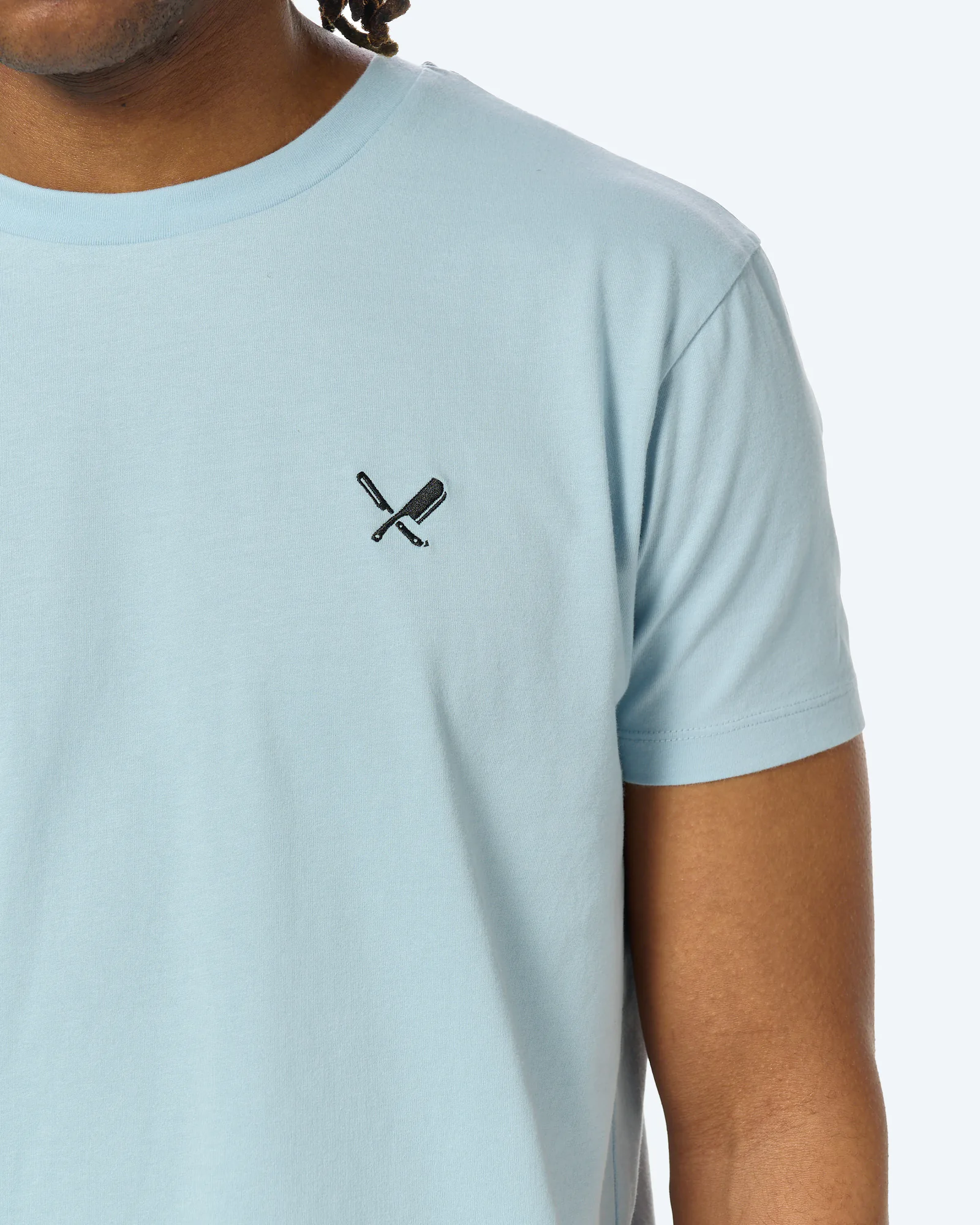 Distorted People Classic Crew Neck Peached T-Shirt Celestial Blue