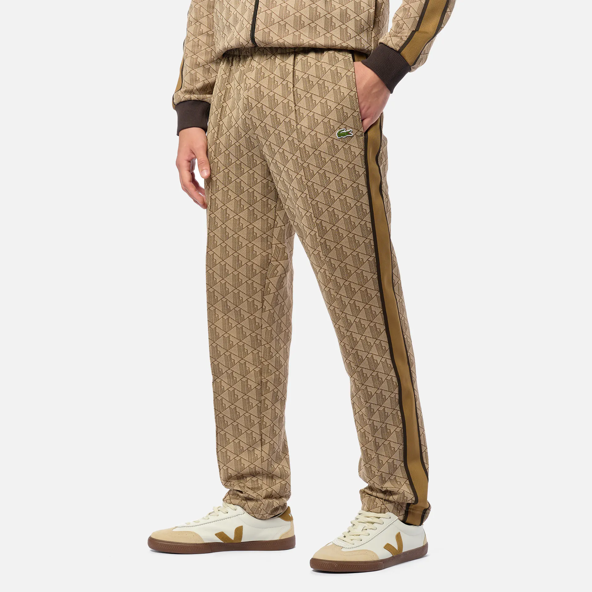 Lacoste Paris Monogram Jacquard Track Pants Croissant/Cookie/Port