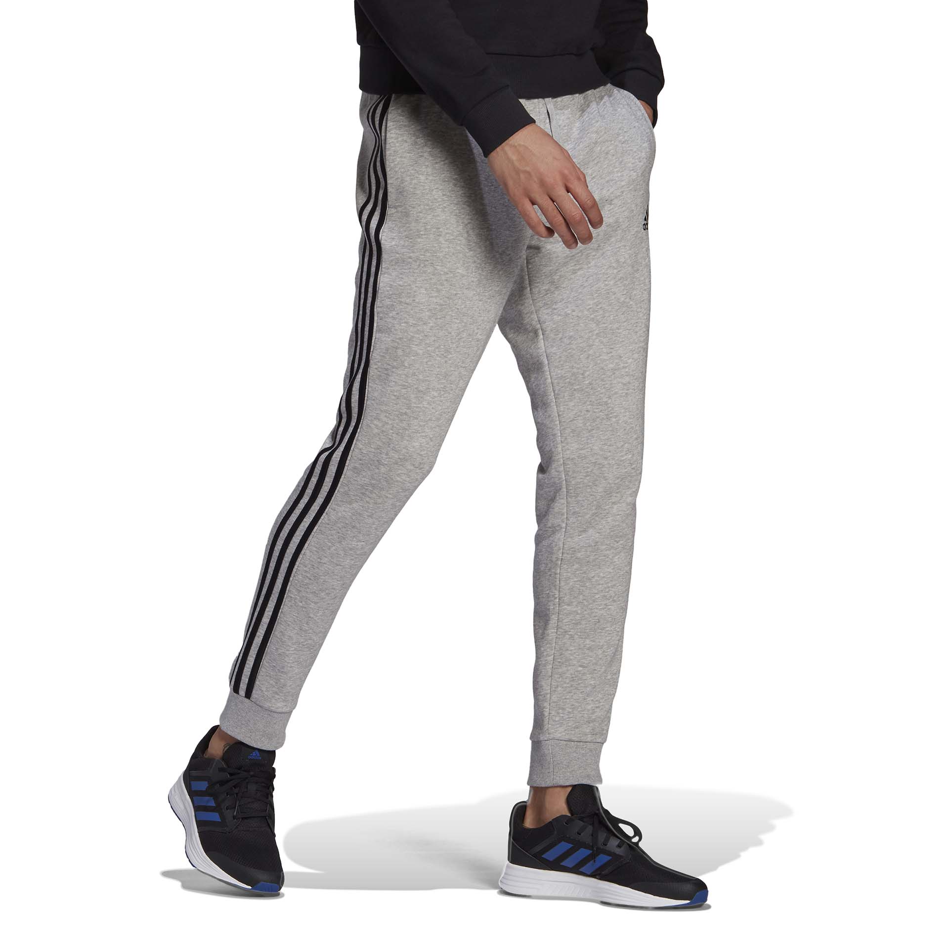 adidas 3 Stripes Fleece Track Pants Medium Grey Heather / Black