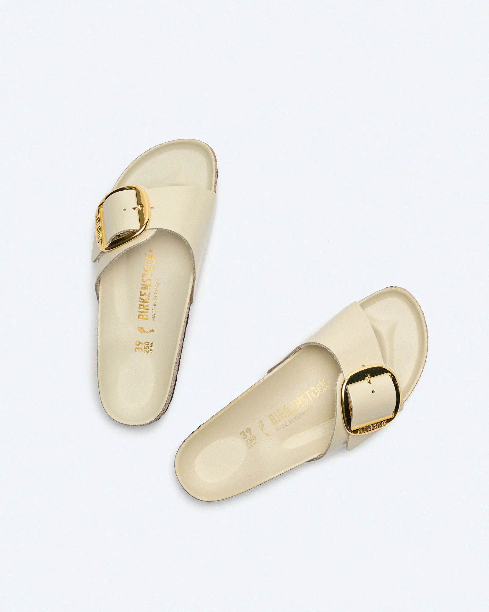 Birkenstock Madrid Big Buckle Natural Leather Patent (Narrow Fit) Sandals High-Shine Ecru Birkenstock Madrid Big Buckle Natural Leather Patent (Narrow Fit) Sandals High-Shine Ecru