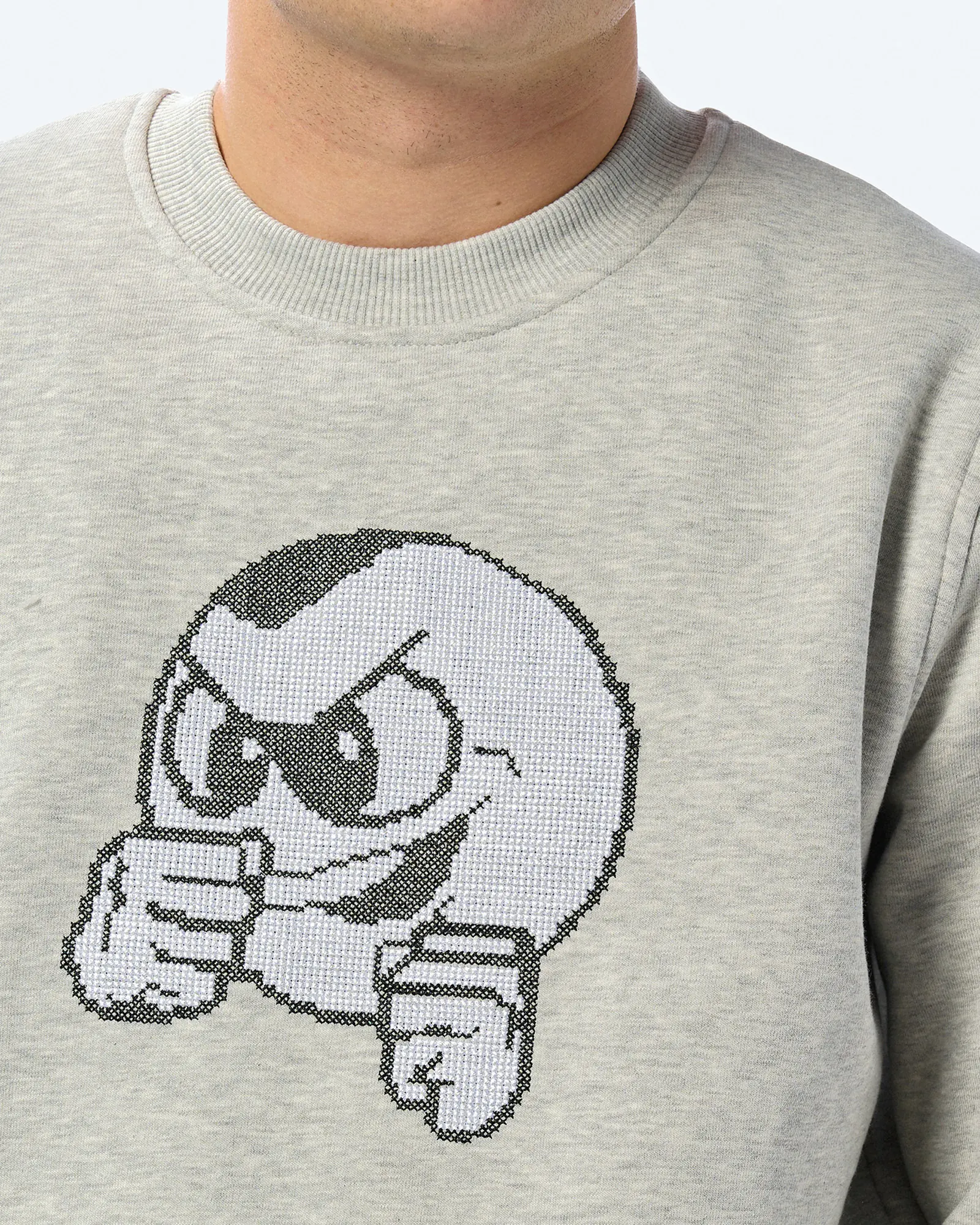 Unfair Athletics PB Crossstitch Crewneck Sweatshirt Grey Melange