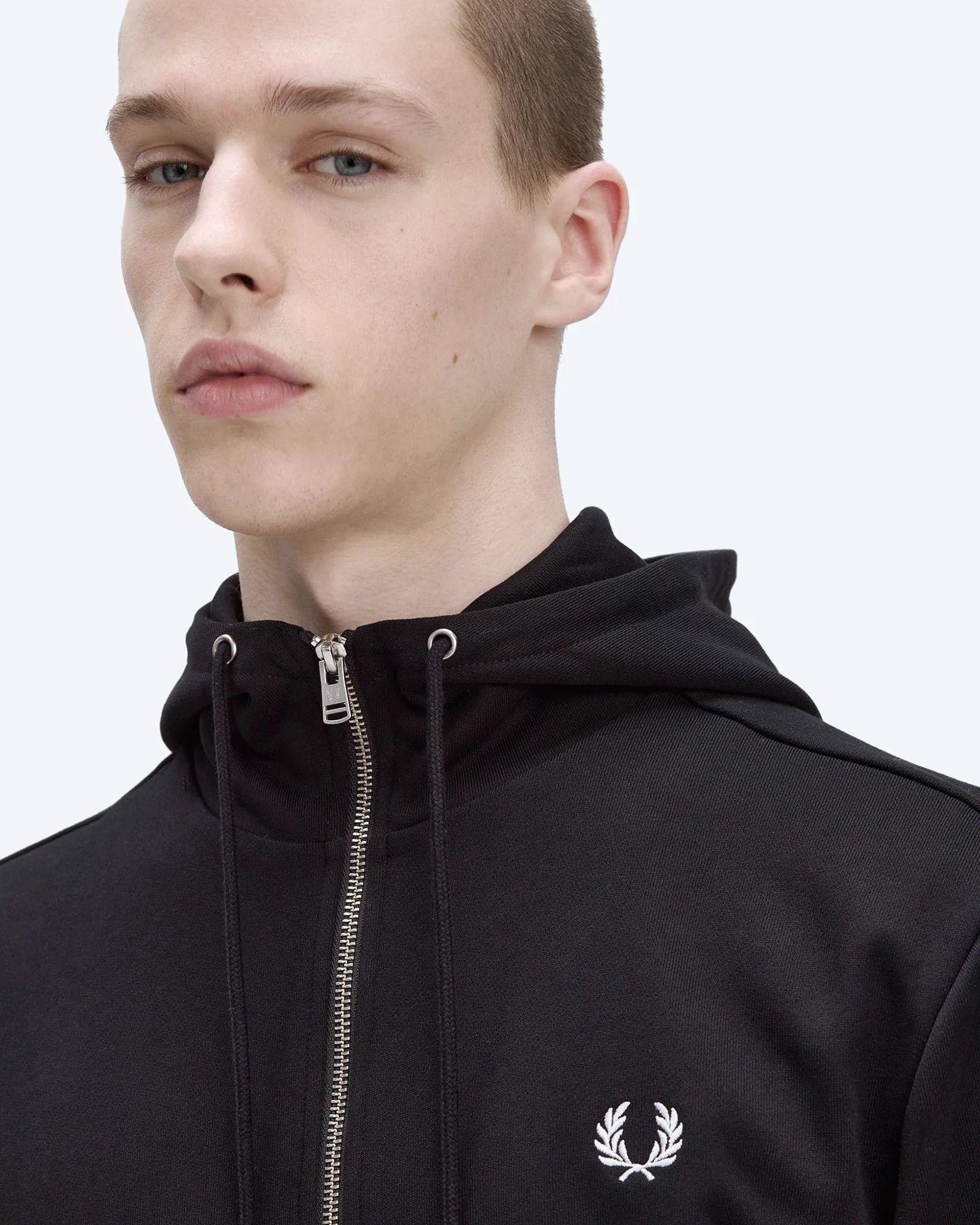 Fred Perry Hooded Zip Through Sweatshirt Black