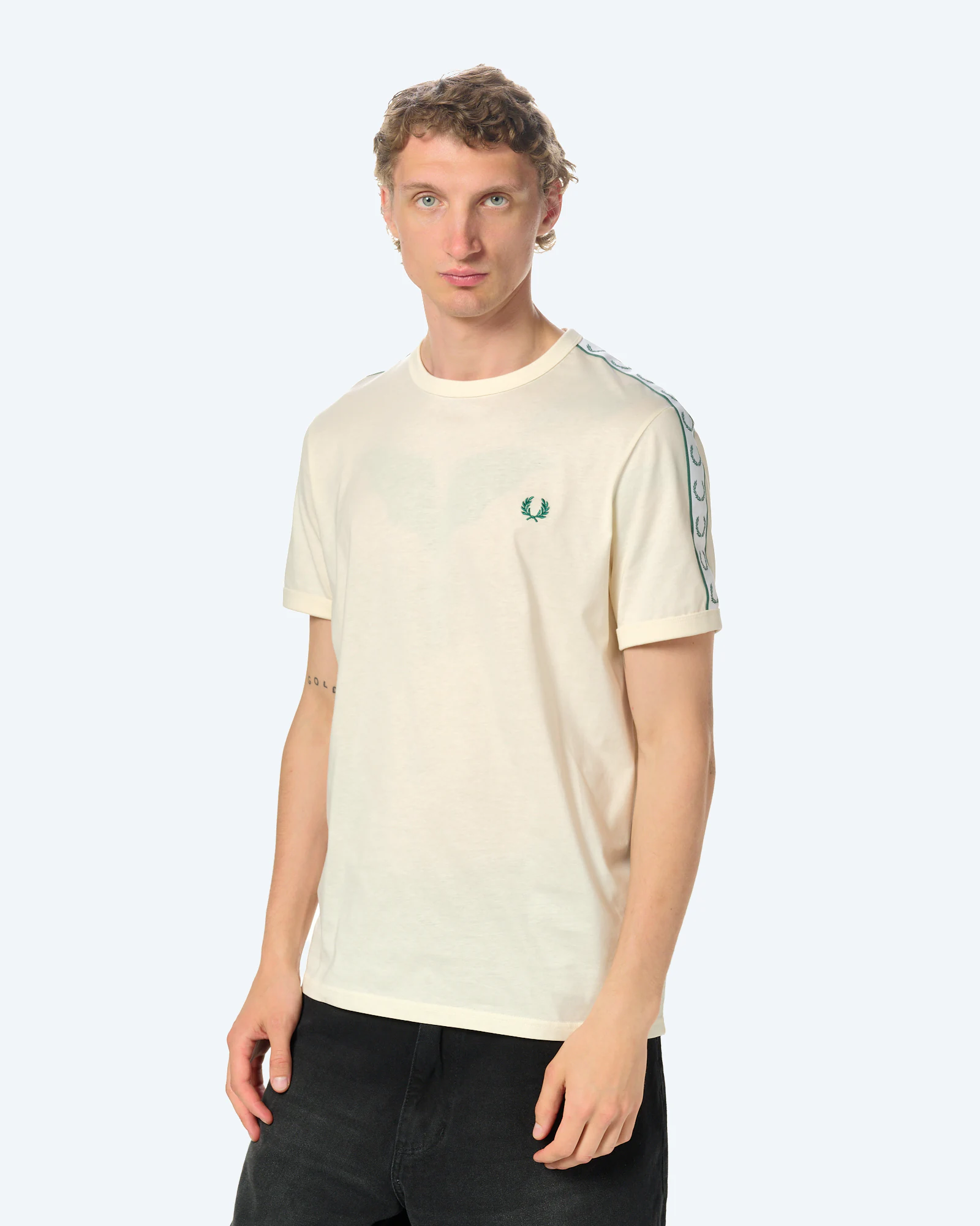 Fred Perry Contrast Tape Ringer T-Shirt Ecru