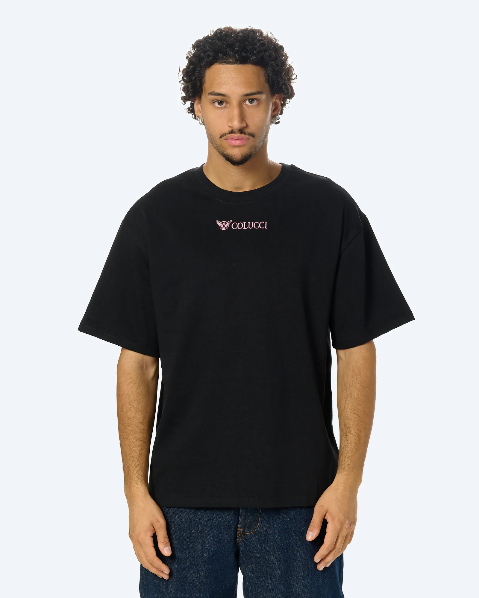 Ikarus Backprint T-Shirt in Black/Aop Rose
