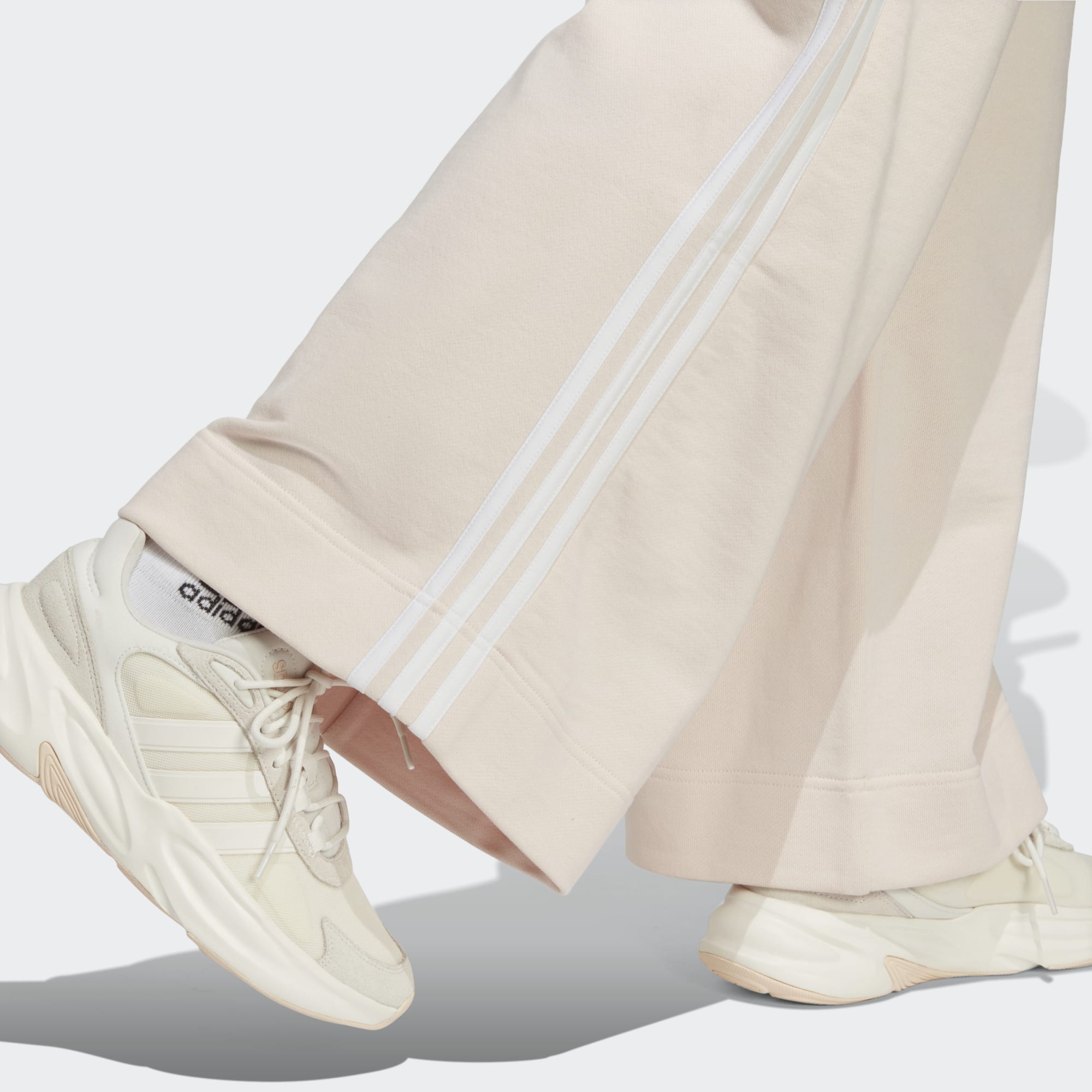 adidas Essentials 3-Stripes French Terry Wide Pants Wonqua/White