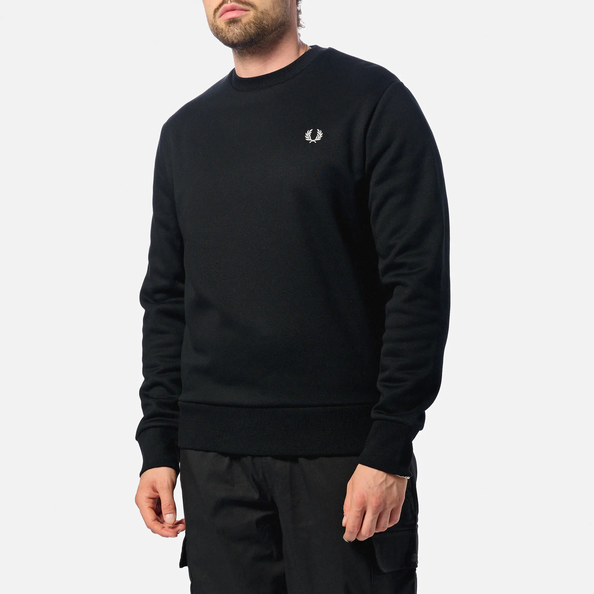 Fred Perry Bold Branding Crew Neck Sweatshirt Black