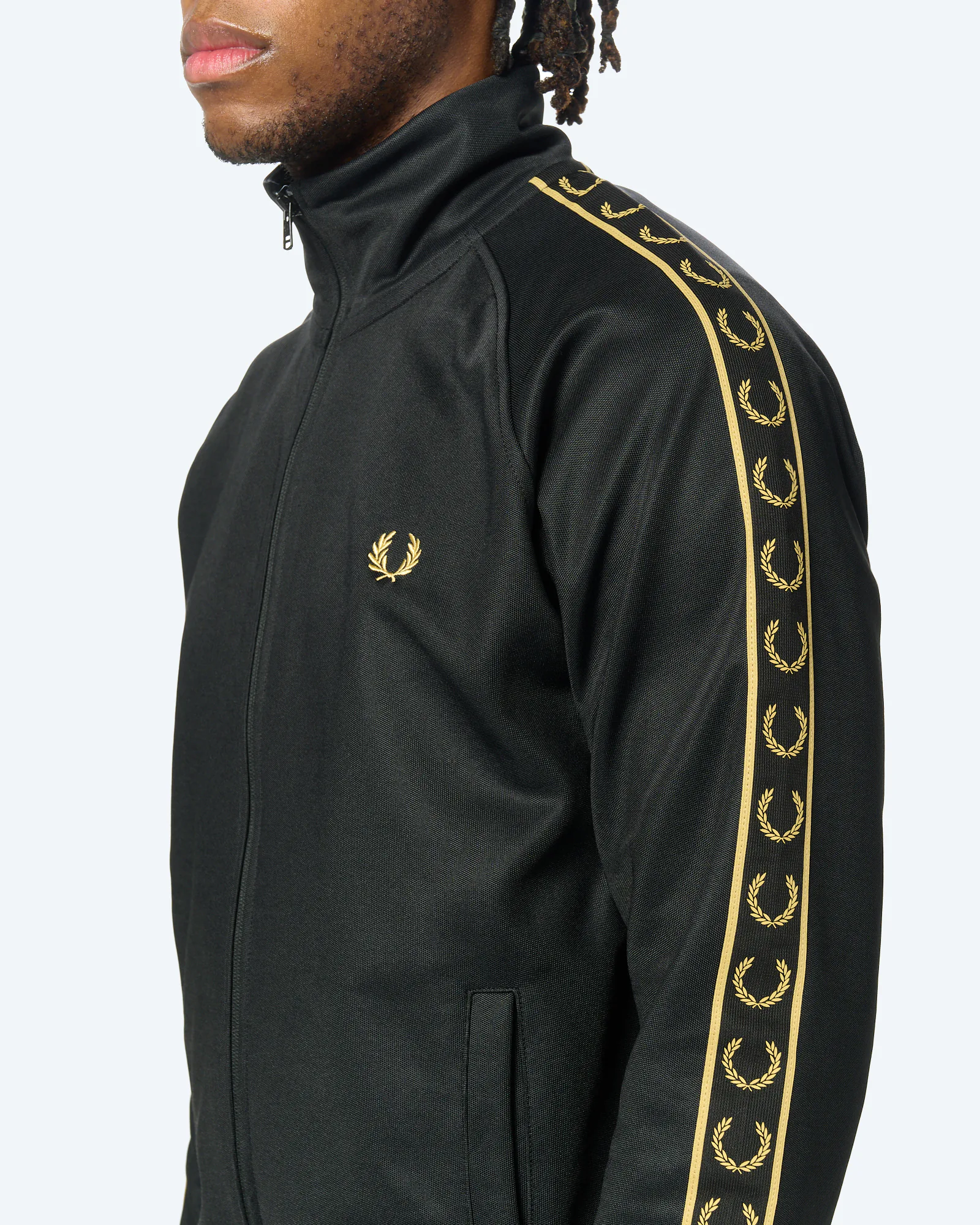 Fred Perry Contrast Tape Track Jacket Black/Champagne