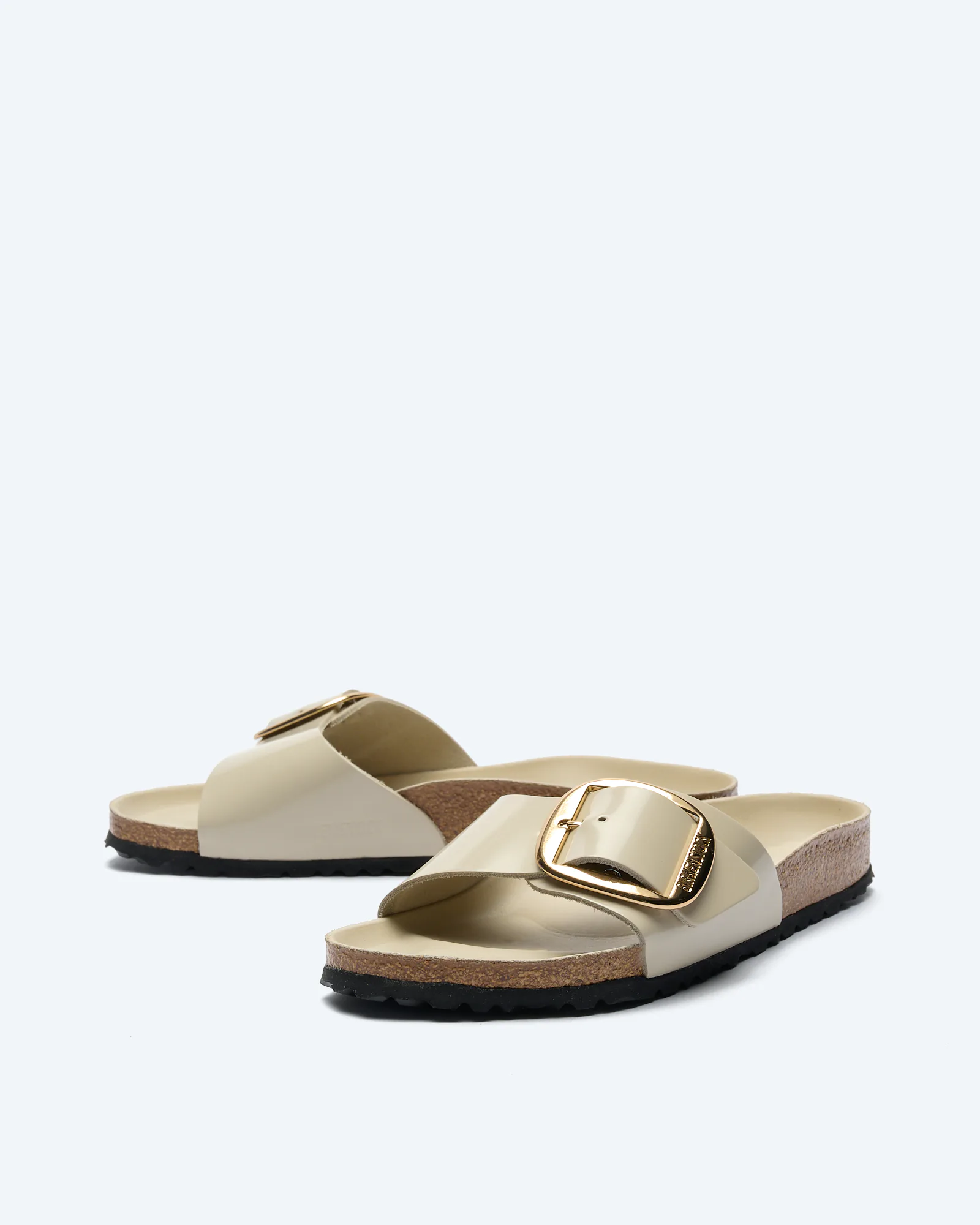 Birkenstock Madrid Big Buckle Natural Leather (Narrow Fit) Sandals High Shine Oyster