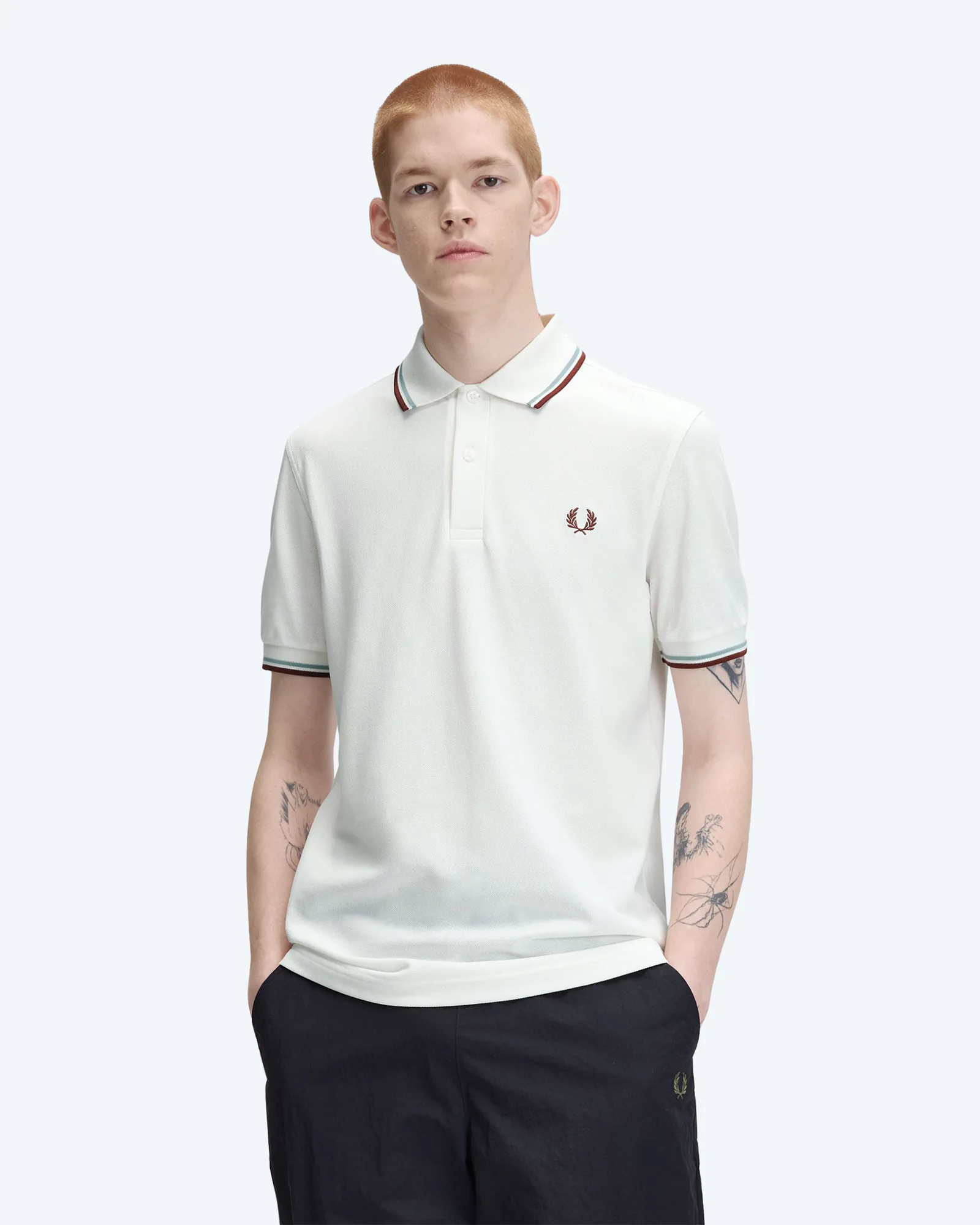 Twin Tipped Polo Shirt Snow White/Silver Blue/Brandy