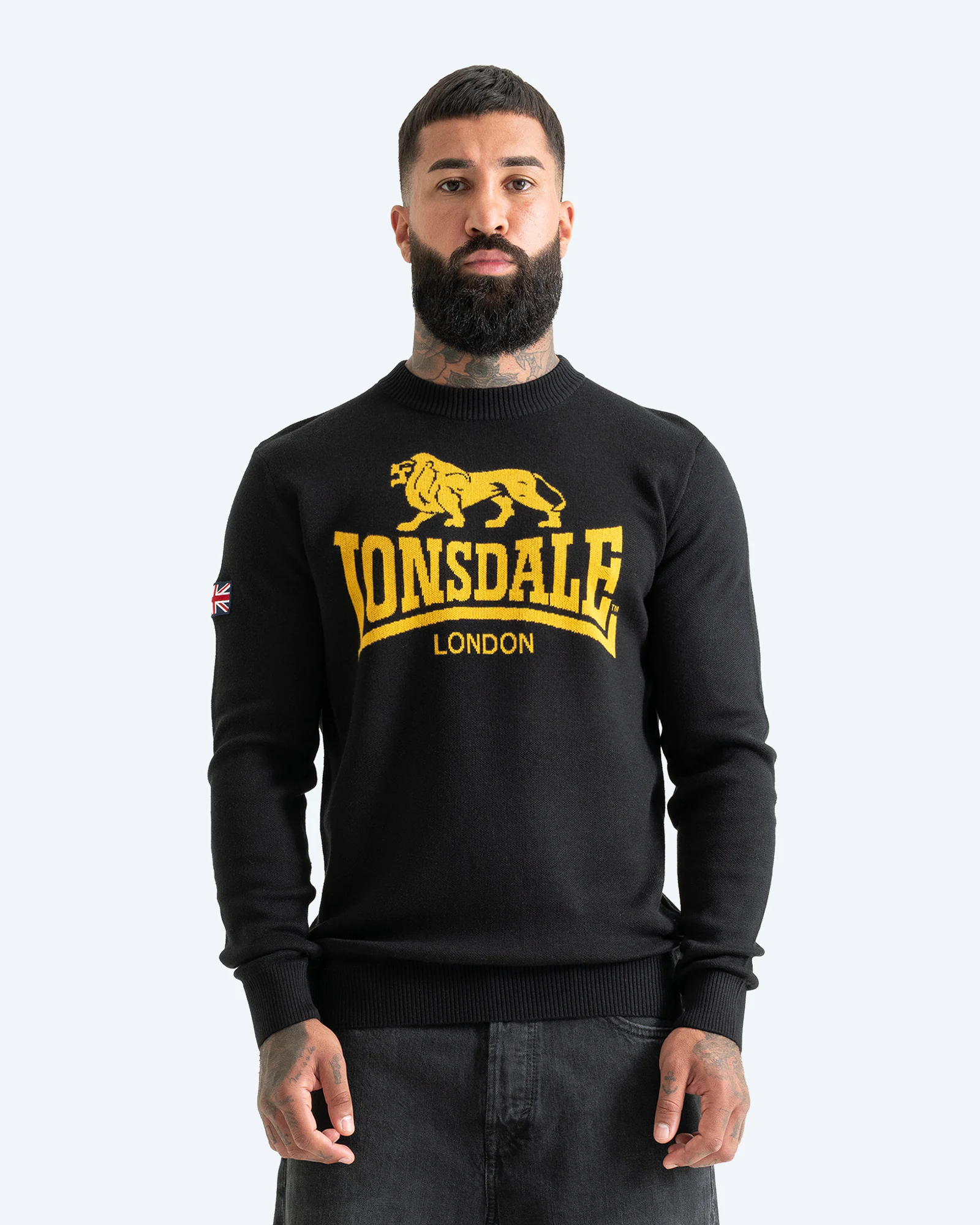 Swanscombe Knitted Sweater Black/Warm Ochre