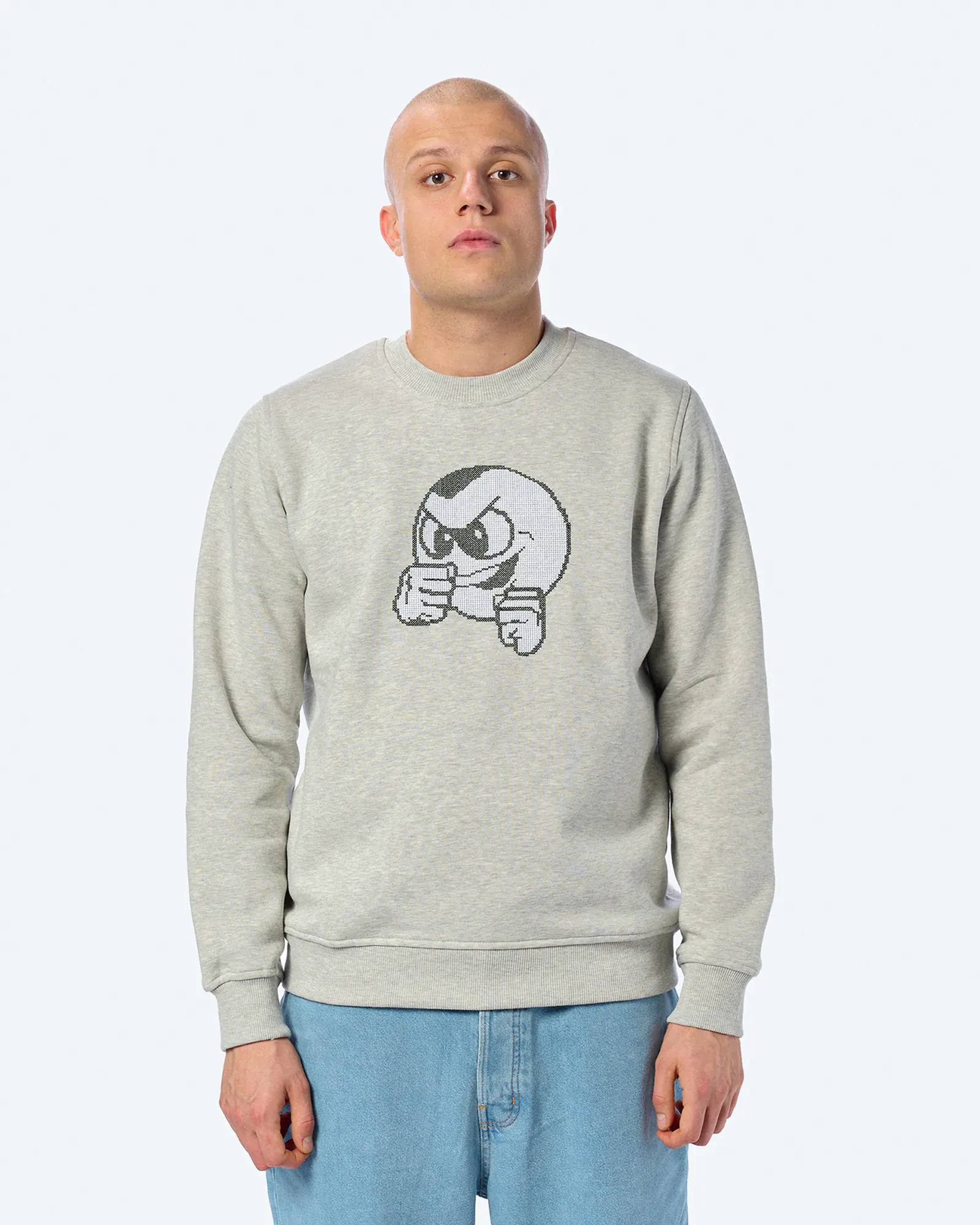 Unfair Athletics PB Crossstitch Crewneck Sweatshirt Grey Melange